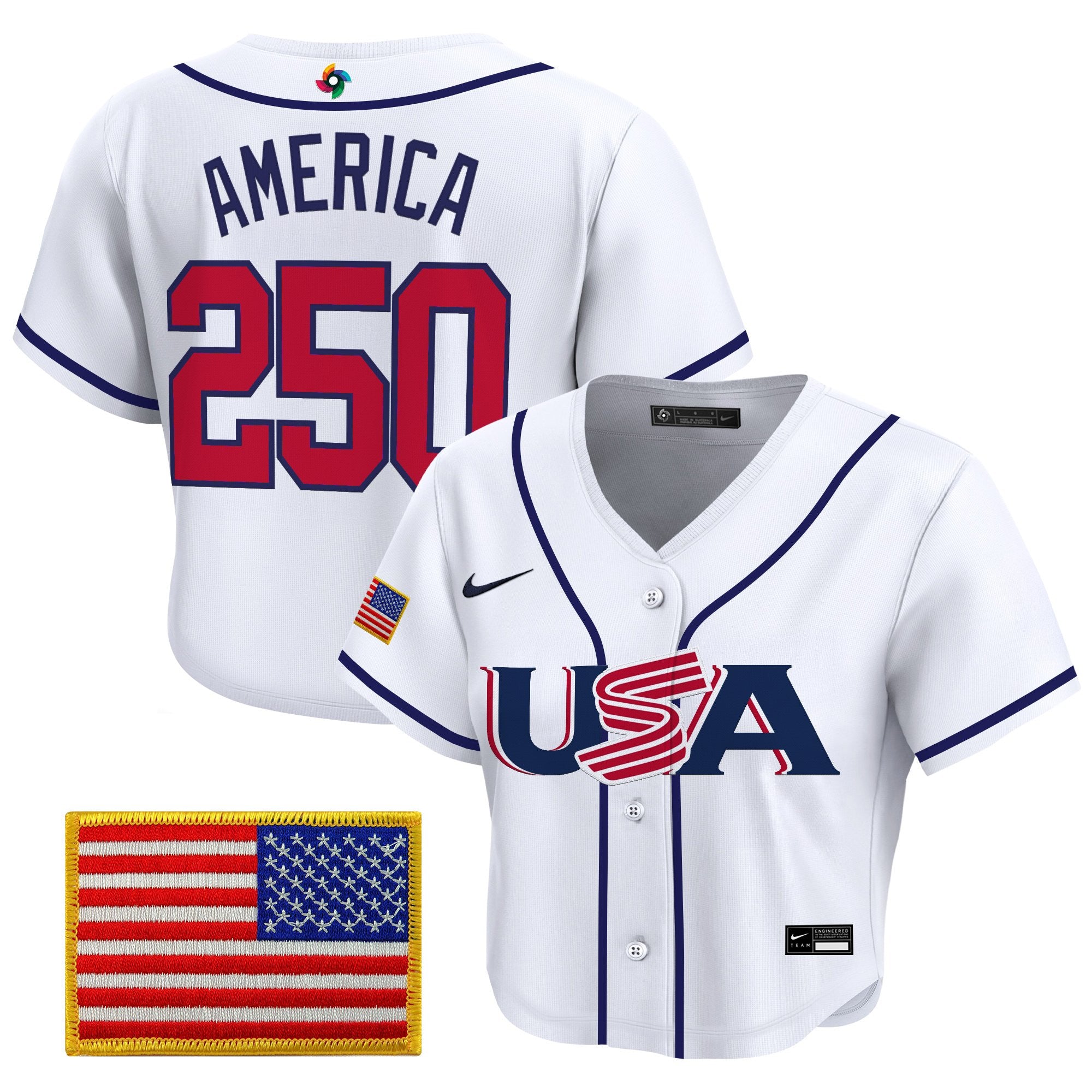 Women's Team USA World Baseball Classic Crop Top Baseball Jersey - All Stitched