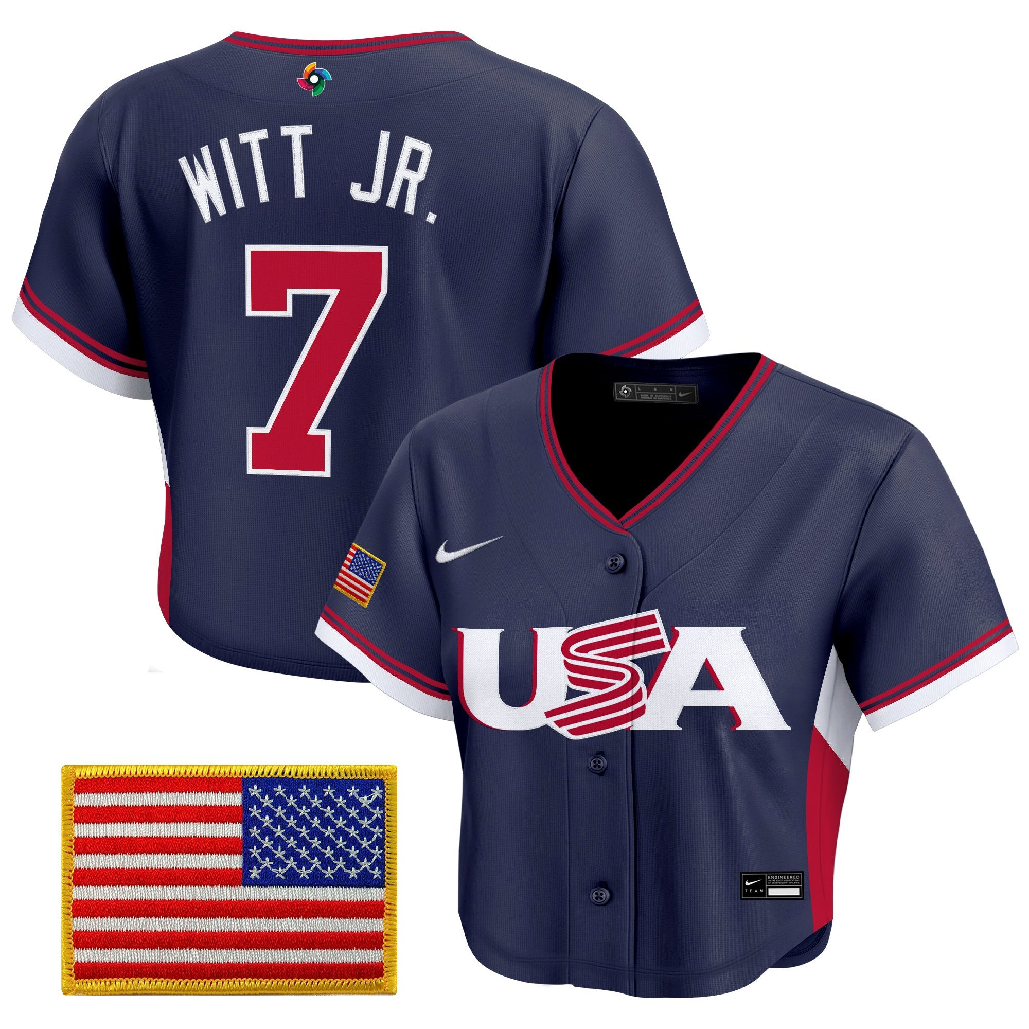 Women's Team USA World Baseball Classic Crop Top Baseball Jersey - All Stitched