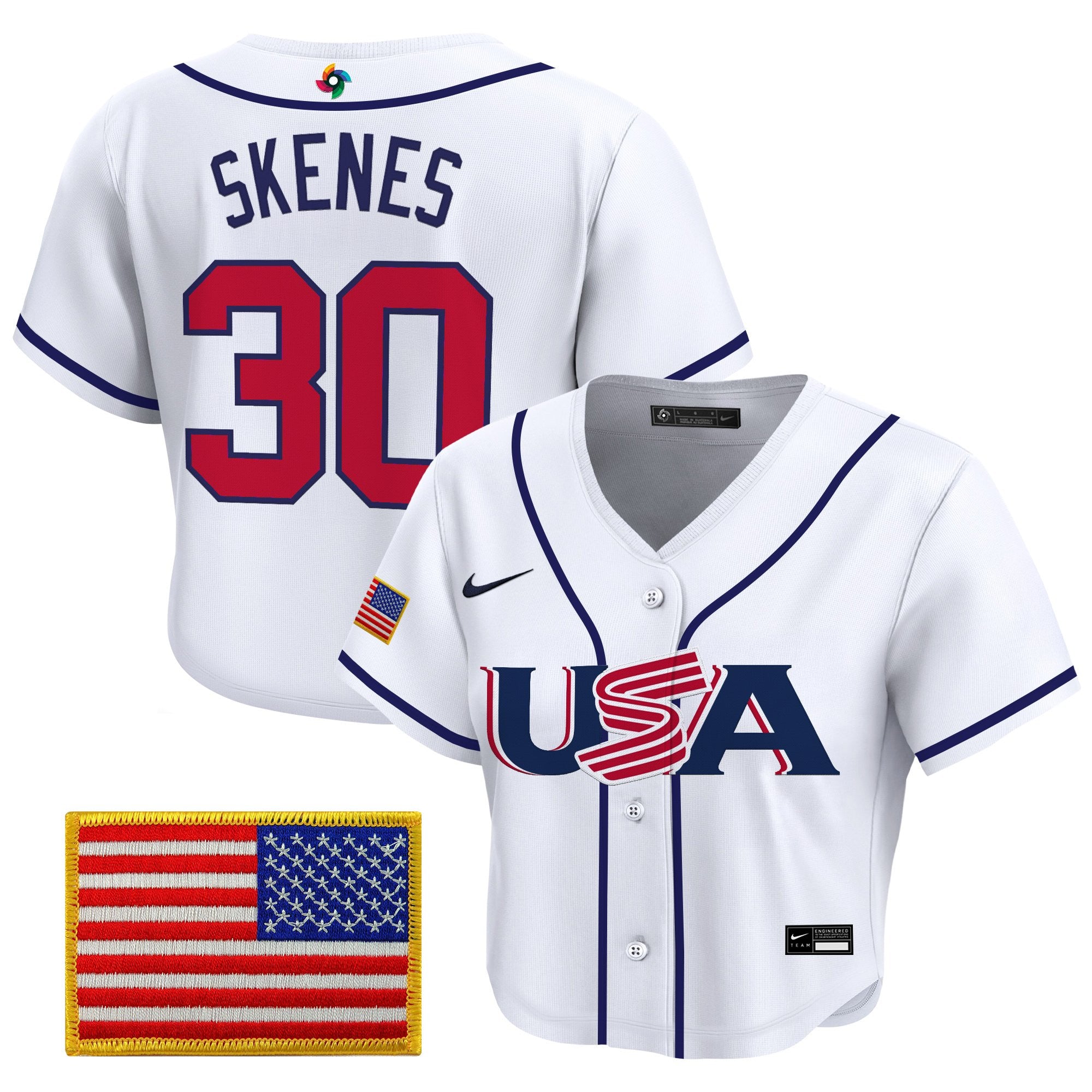 Women's Team USA World Baseball Classic Crop Top Baseball Jersey - All Stitched