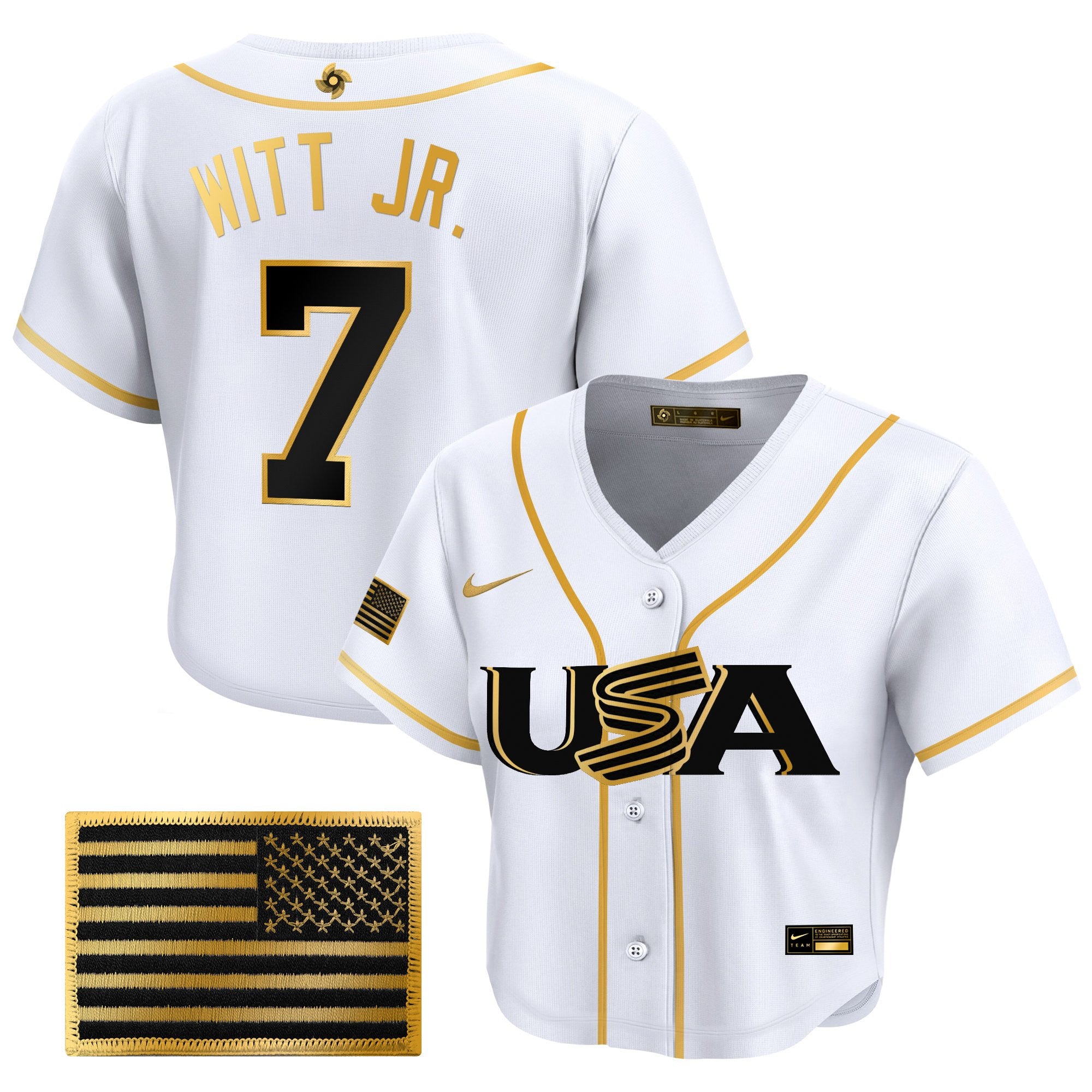 Women's Team USA World Baseball Classic Crop Top Baseball Jersey - All Stitched