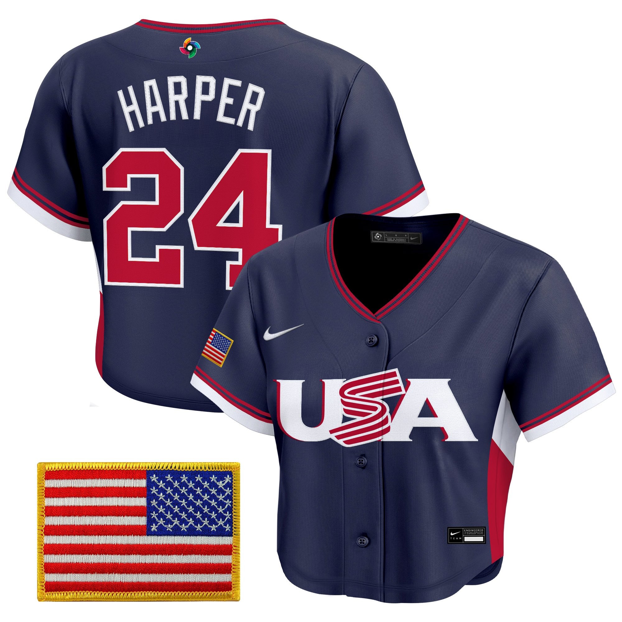 Women's Team USA World Baseball Classic Crop Top Baseball Jersey - All Stitched