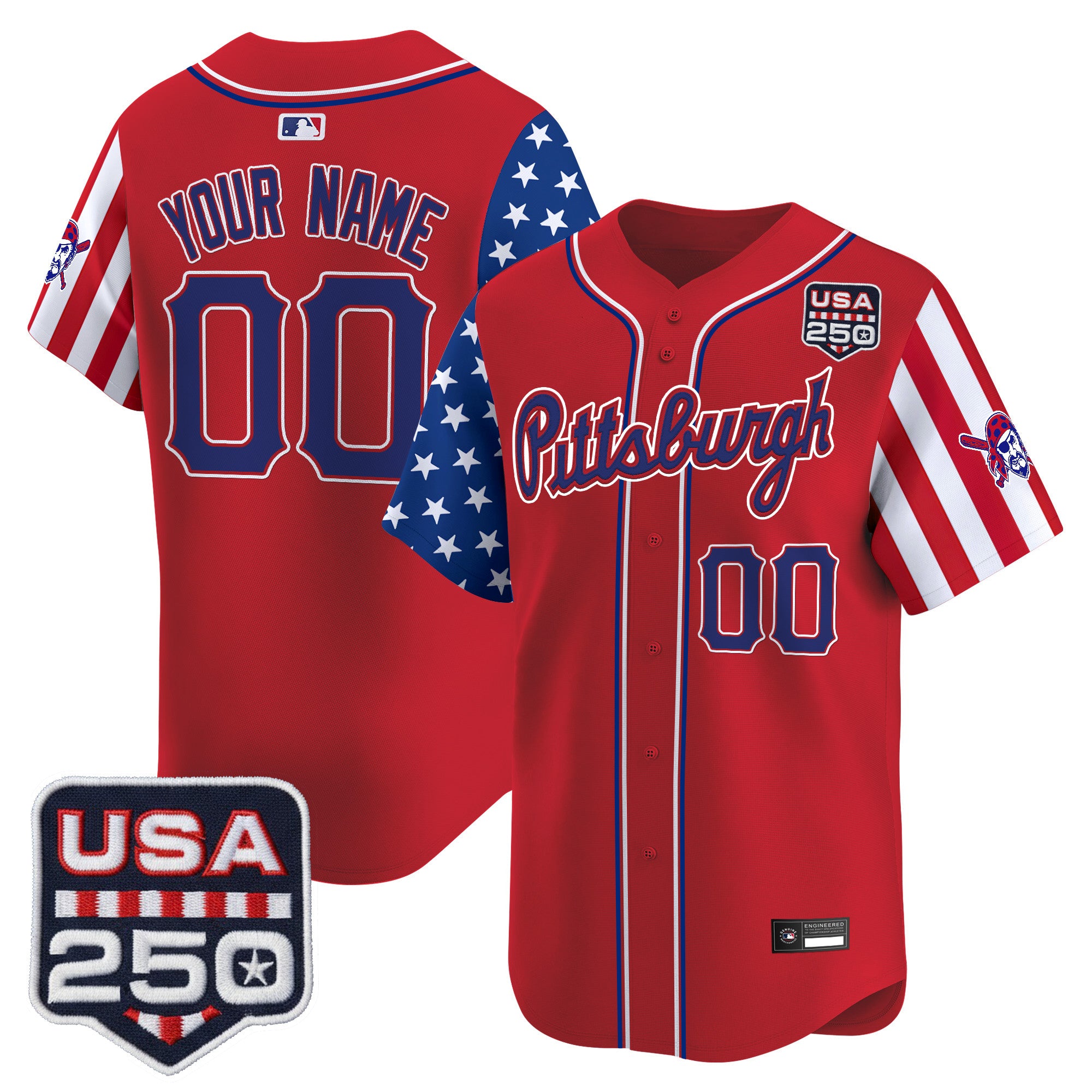Pittsburgh Pirates "America250 Edition" Vapor Premier Limited Custom Jersey - All Stitched