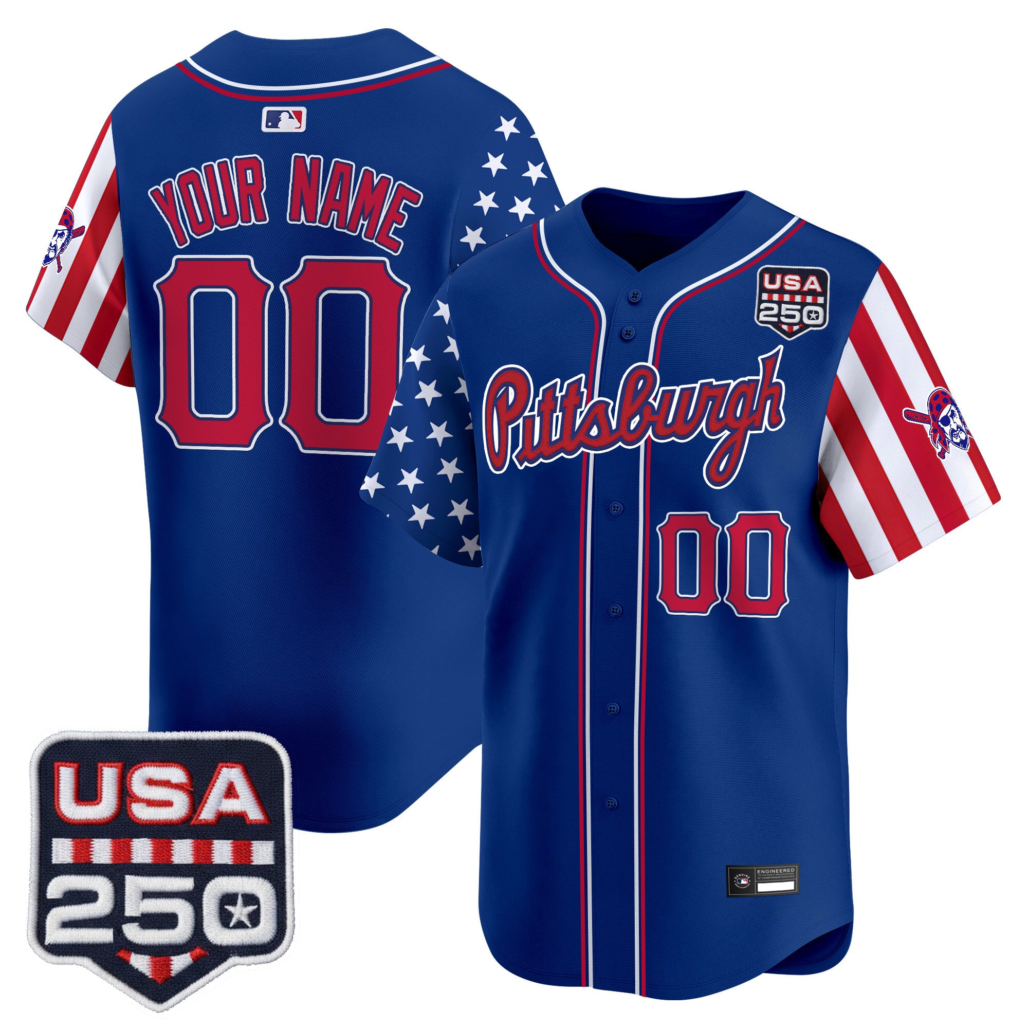 Pittsburgh Pirates "America250 Edition" Vapor Premier Limited Custom Jersey - All Stitched