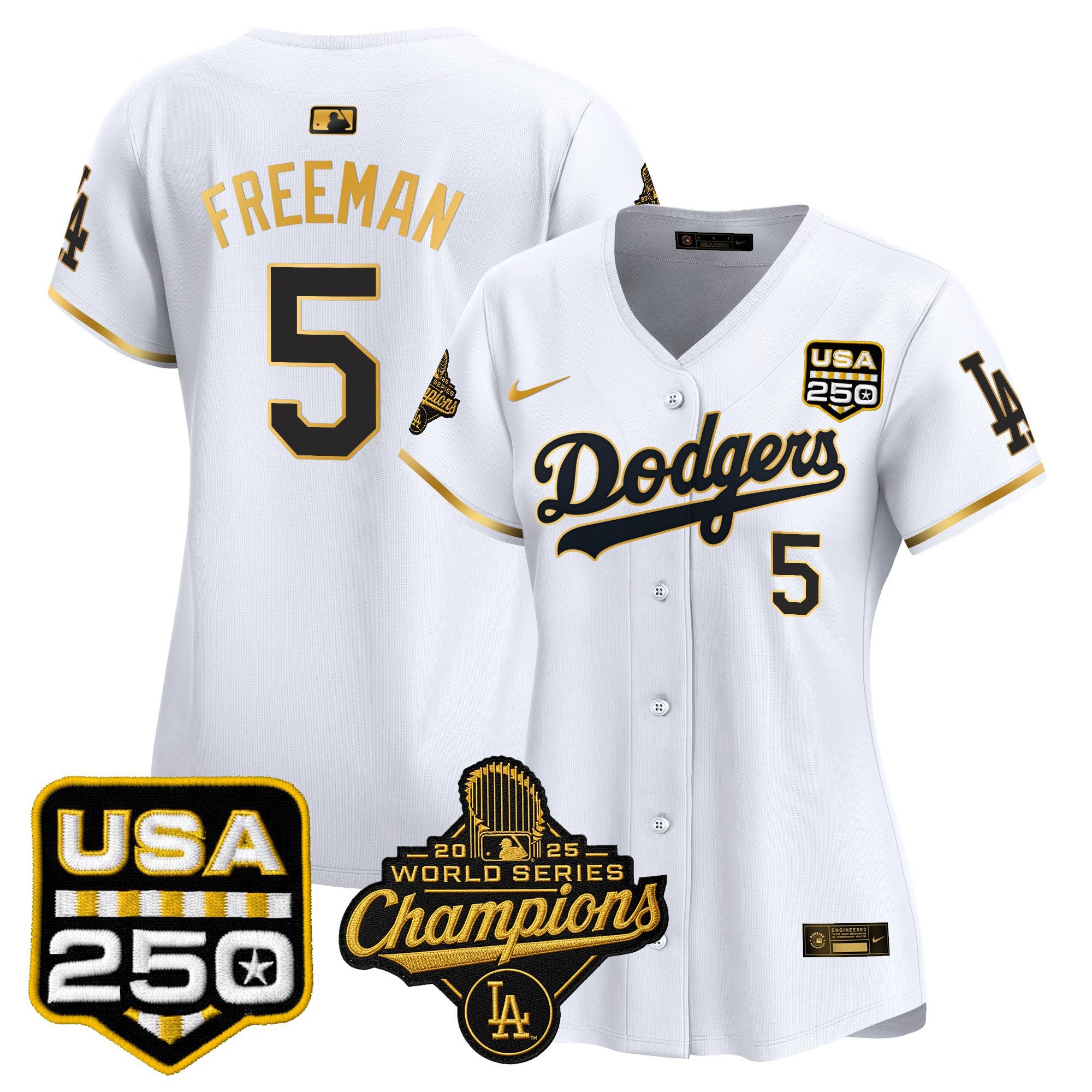Women's Dodgers 2025 World Series Champions & 250America Patch Vapor Premier Limited Jersey - All Stitched