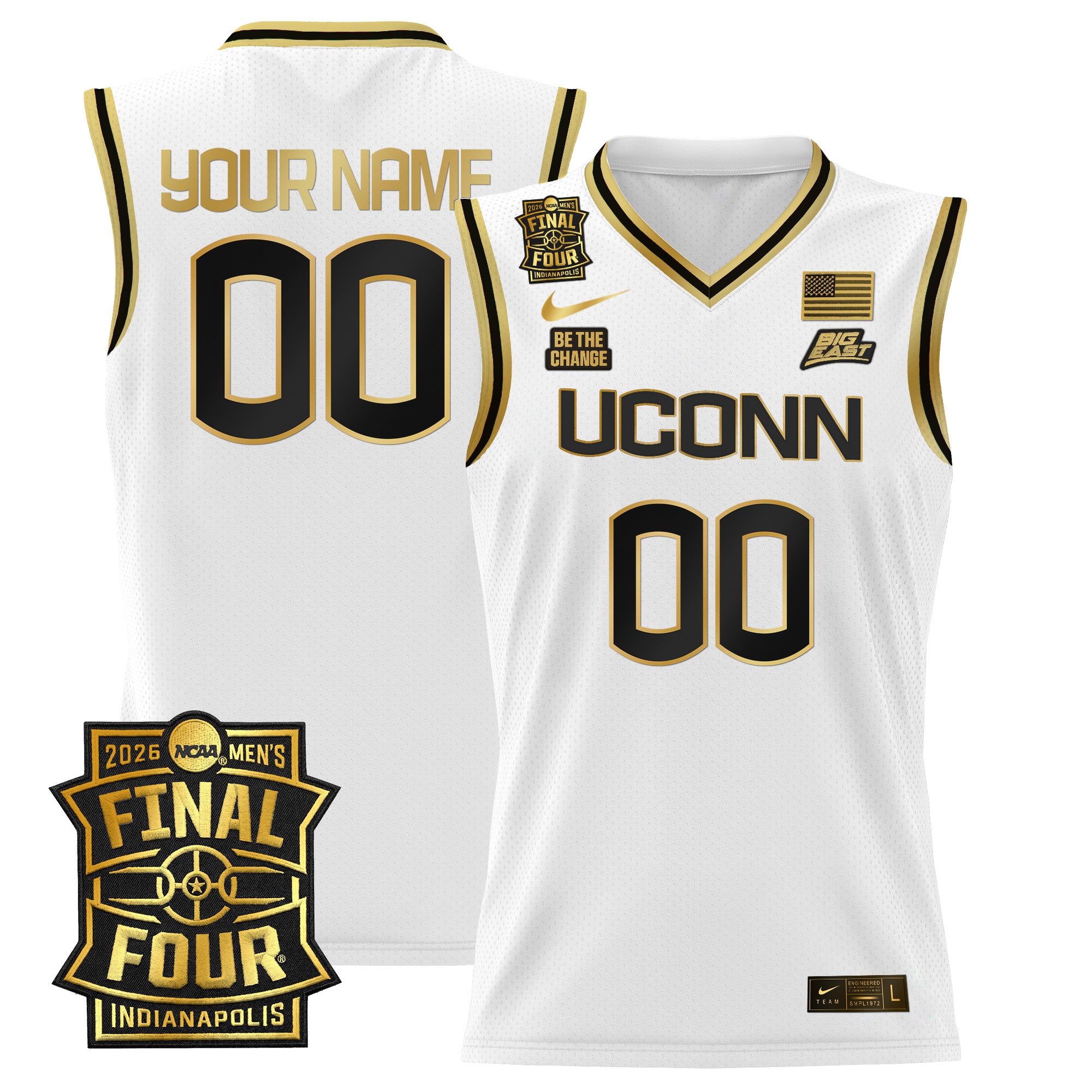 UConn Huskies 2026 Final Four Patch Custom Basketball Jersey - All Stitched