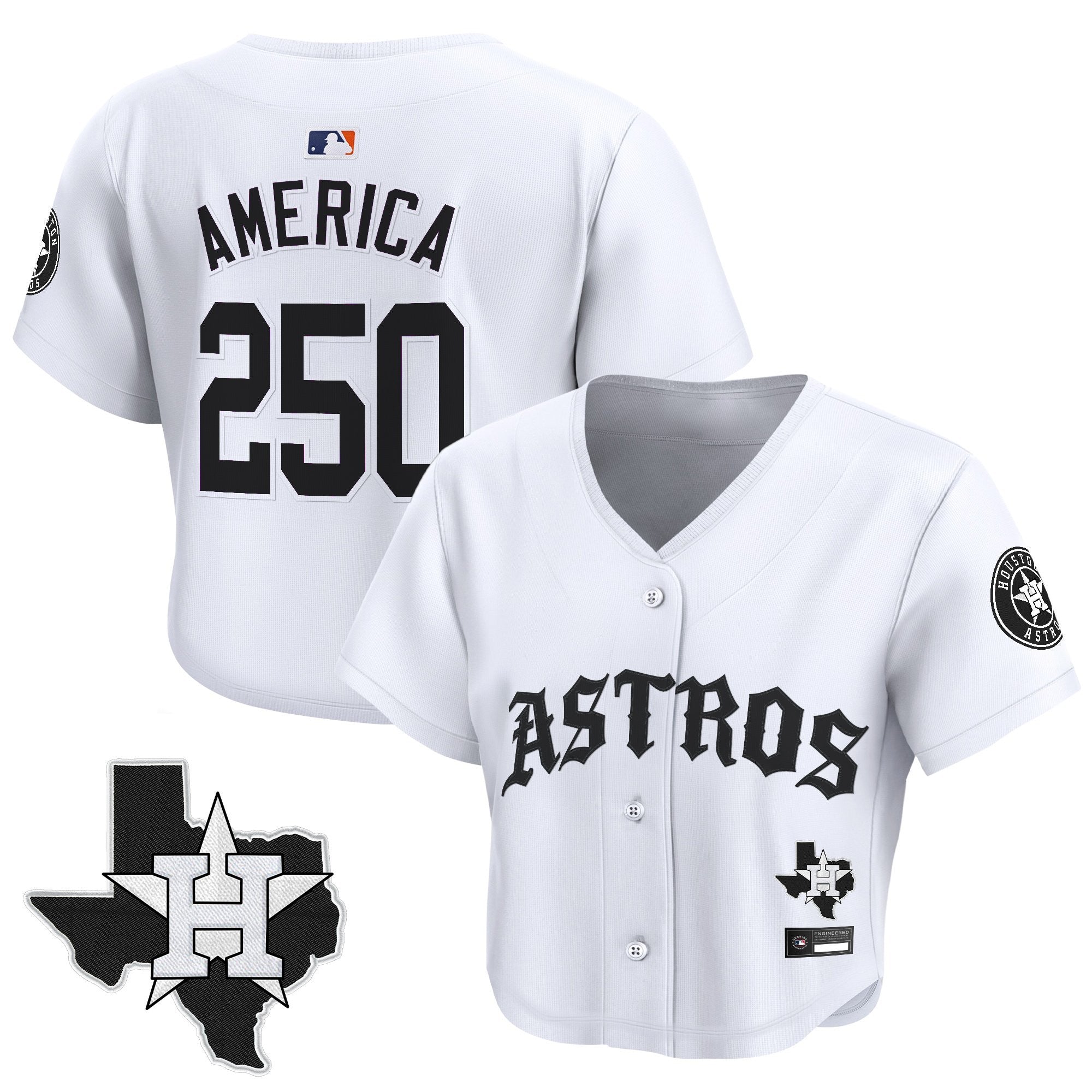 Women's Houston Astros 'Old English Edition' Crop Top Baseball Jersey - All Stitched