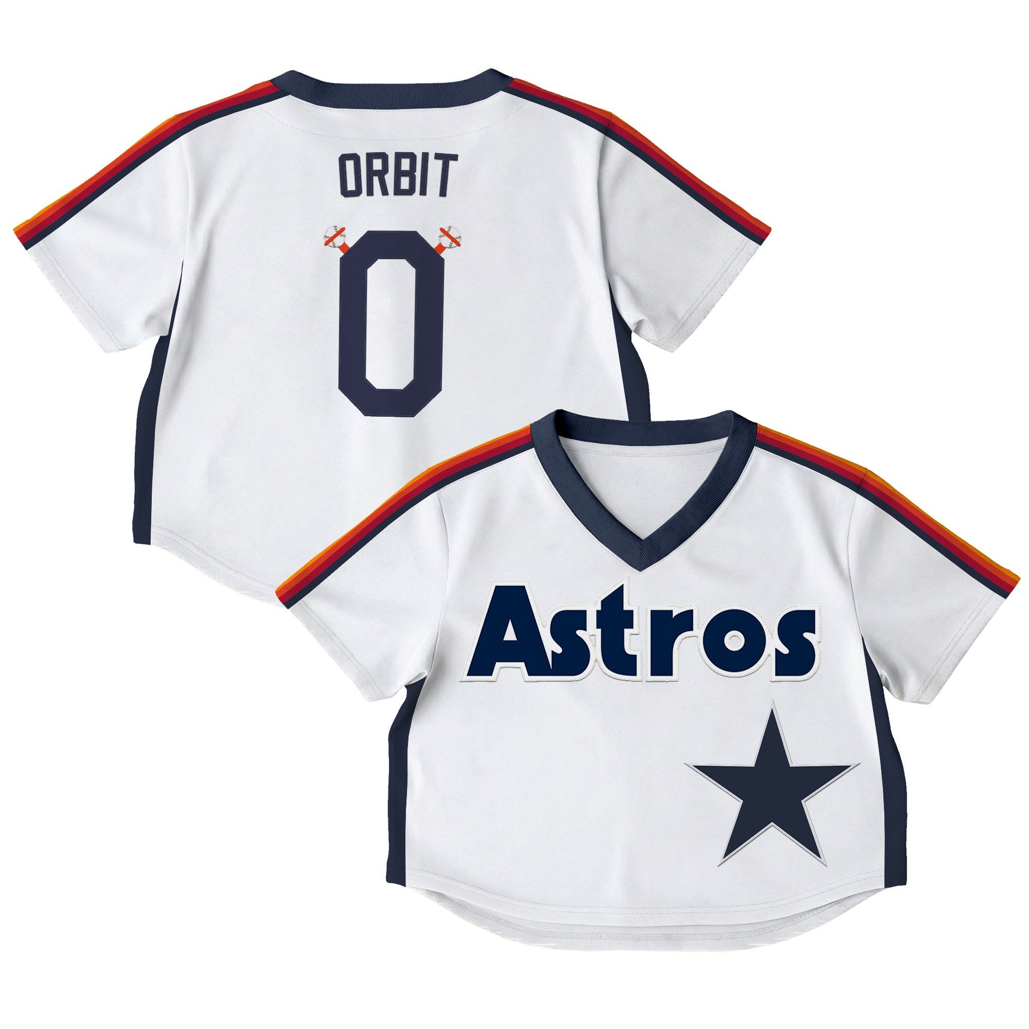 Women's Houston Astros Throwback Crop Top Baseball Jersey - All Stitched