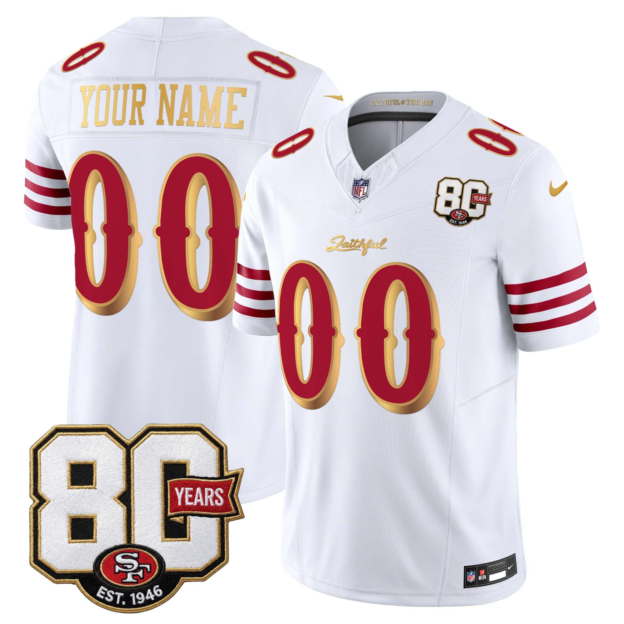 San Francisco 49ers 80th Anniversary Patch Vapor Limited Custom Jersey - Rivalries Edition - All Stitched