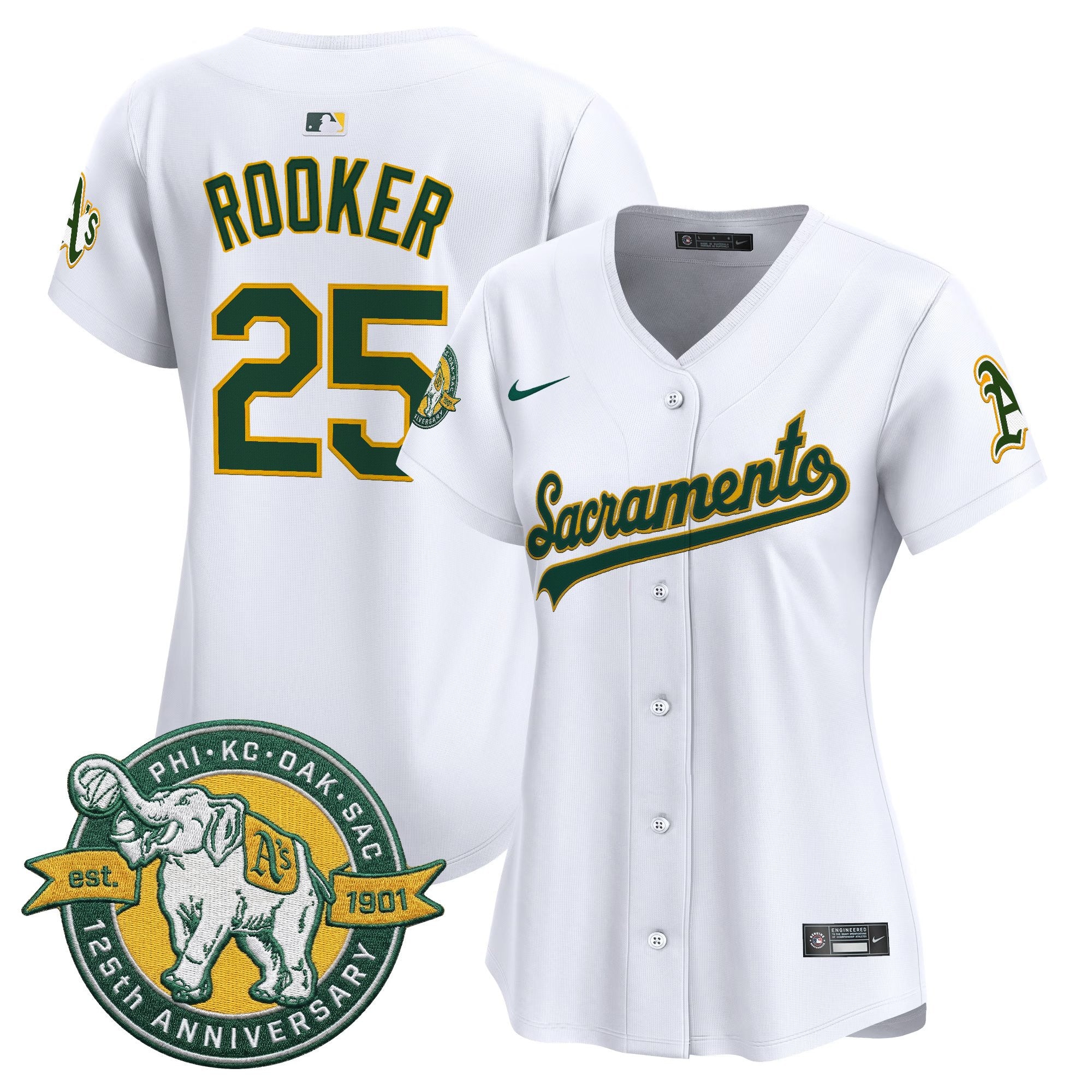 Women's Athletics 'Sacramento Edition' Vapor Premier Limited Jersey - 125th Anniversary Patch - All Stitched