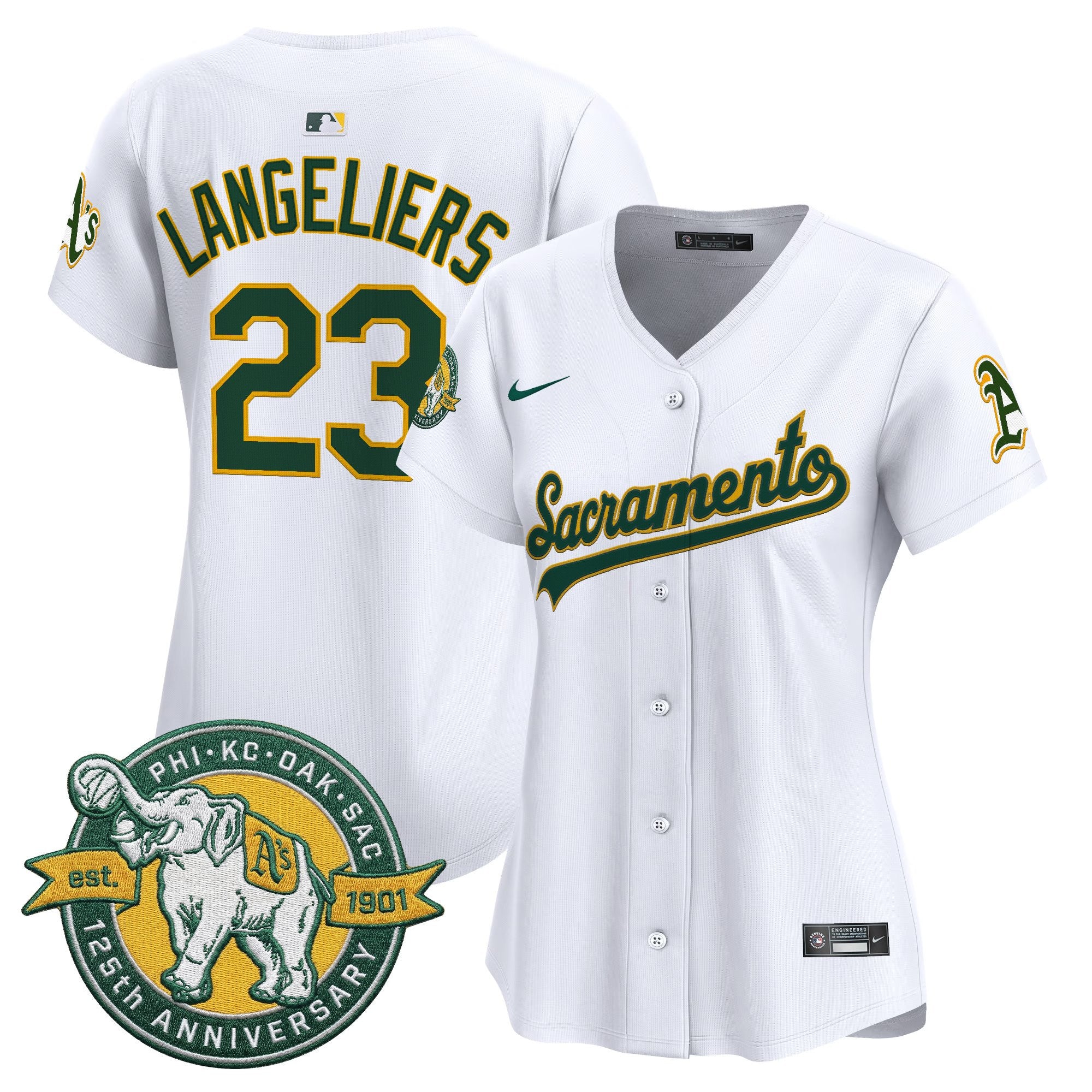 Women's Athletics 'Sacramento Edition' Vapor Premier Limited Jersey - 125th Anniversary Patch - All Stitched