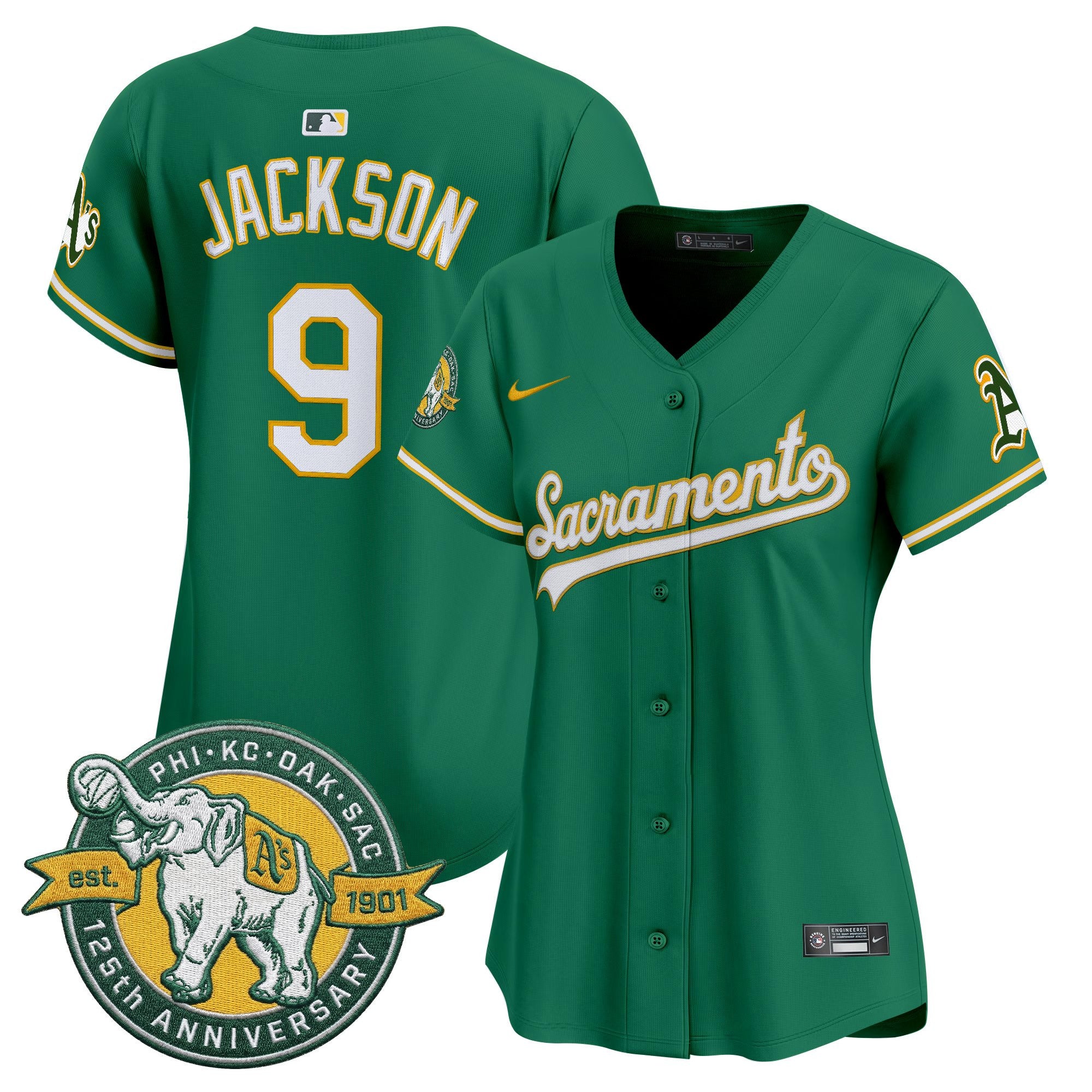 Women's Athletics 'Sacramento Edition' Vapor Premier Limited Jersey - 125th Anniversary Patch - All Stitched