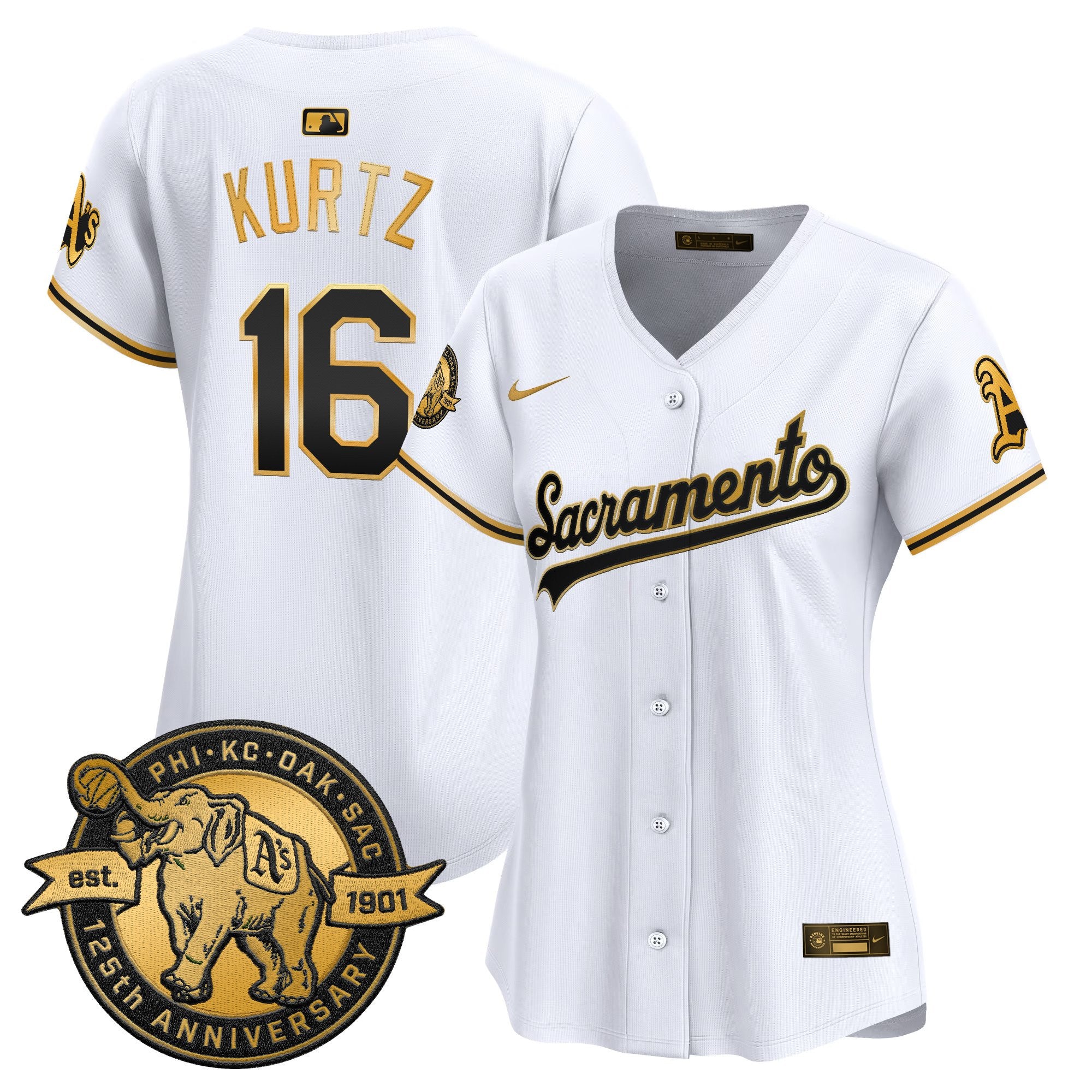 Women's Athletics 'Sacramento Edition' Vapor Premier Limited Jersey - 125th Anniversary Patch - All Stitched