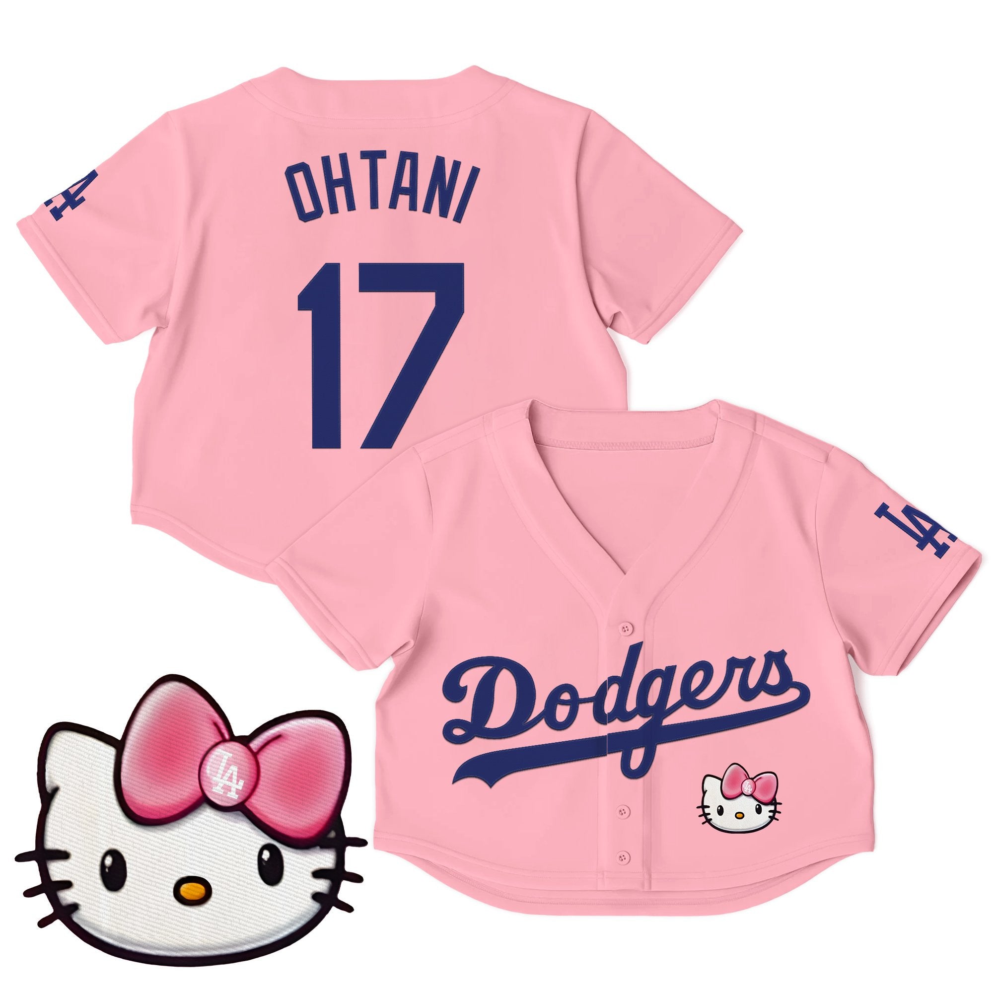 Women's Dodgers Hello Kitty Crop Top Baseball Jersey – All Stitched