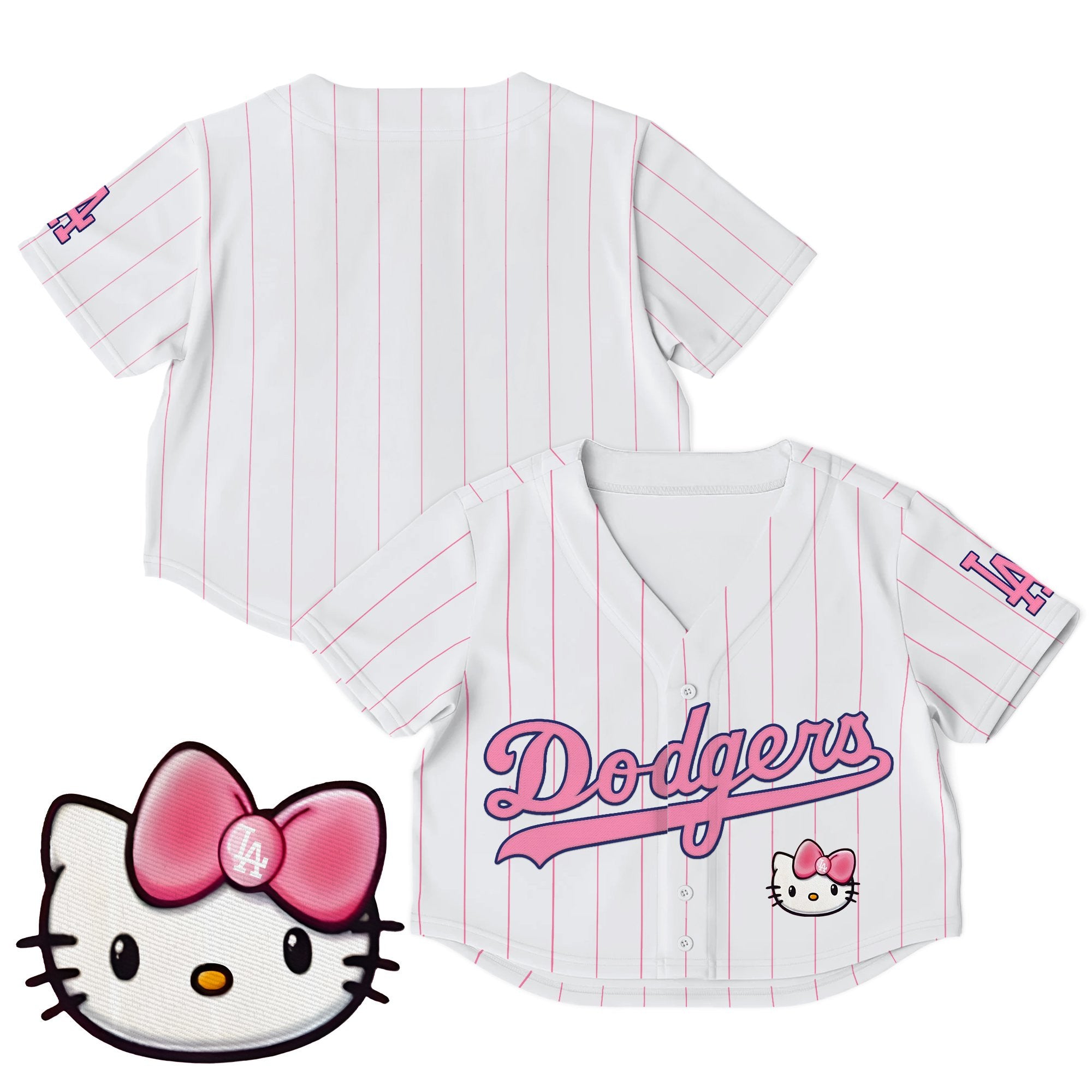 Women's Dodgers Hello Kitty Crop Top Baseball Jersey – All Stitched