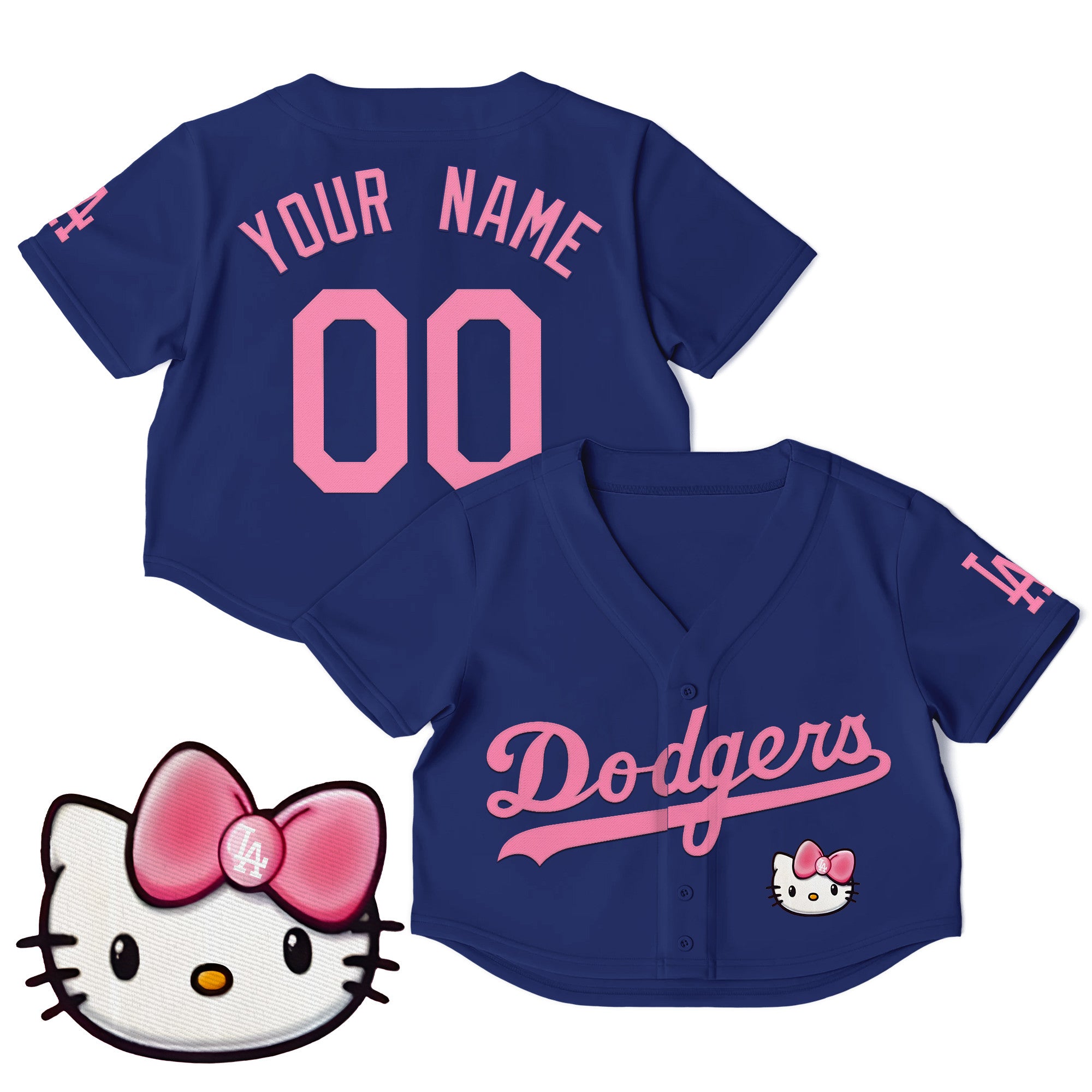 Women's Dodgers Hello Kitty Custom Crop Top Baseball Jersey – All Stitched
