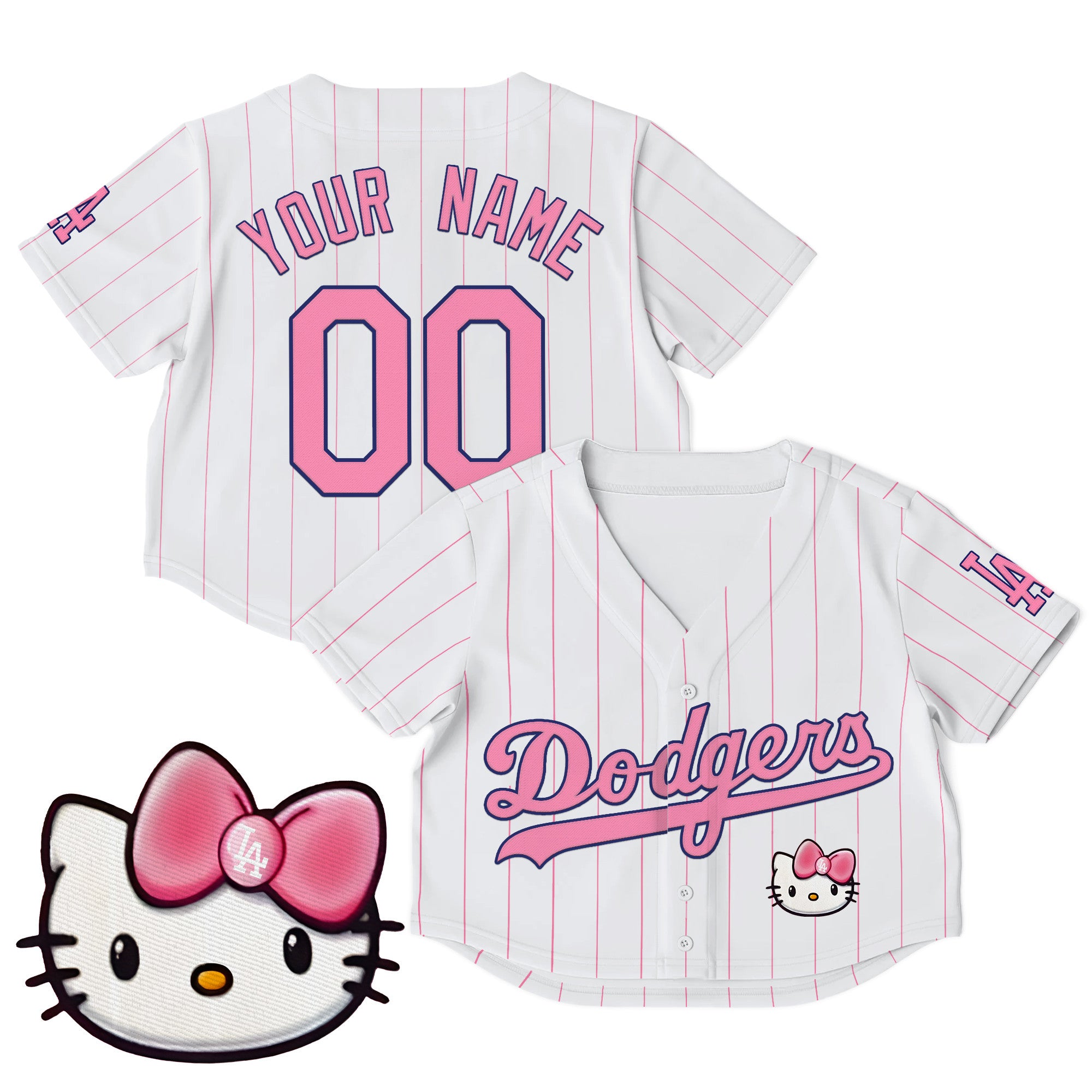 Women's Dodgers Hello Kitty Custom Crop Top Baseball Jersey – All Stitched