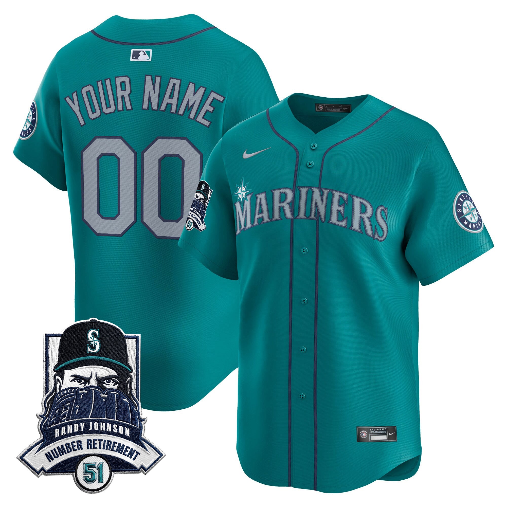 Seattle Mariners Hall-of-Famer Randy Johnson Patch Vapor Premier Limited Custom Jersey - All Stitched