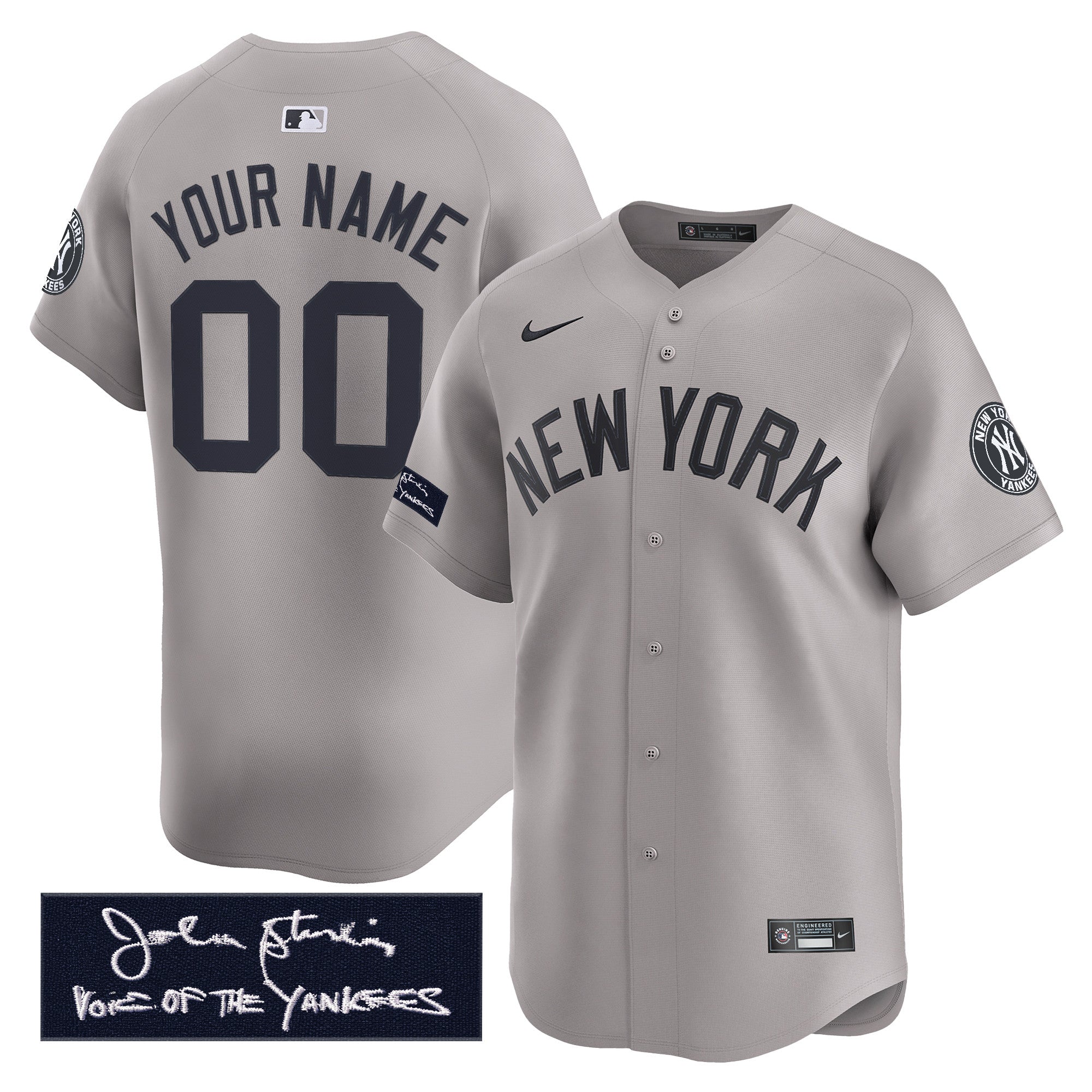Yankees John Sterling "The Voice of the Yankees" Tribute Patch Vapor Premier Limited Custom Jersey - All Stitched