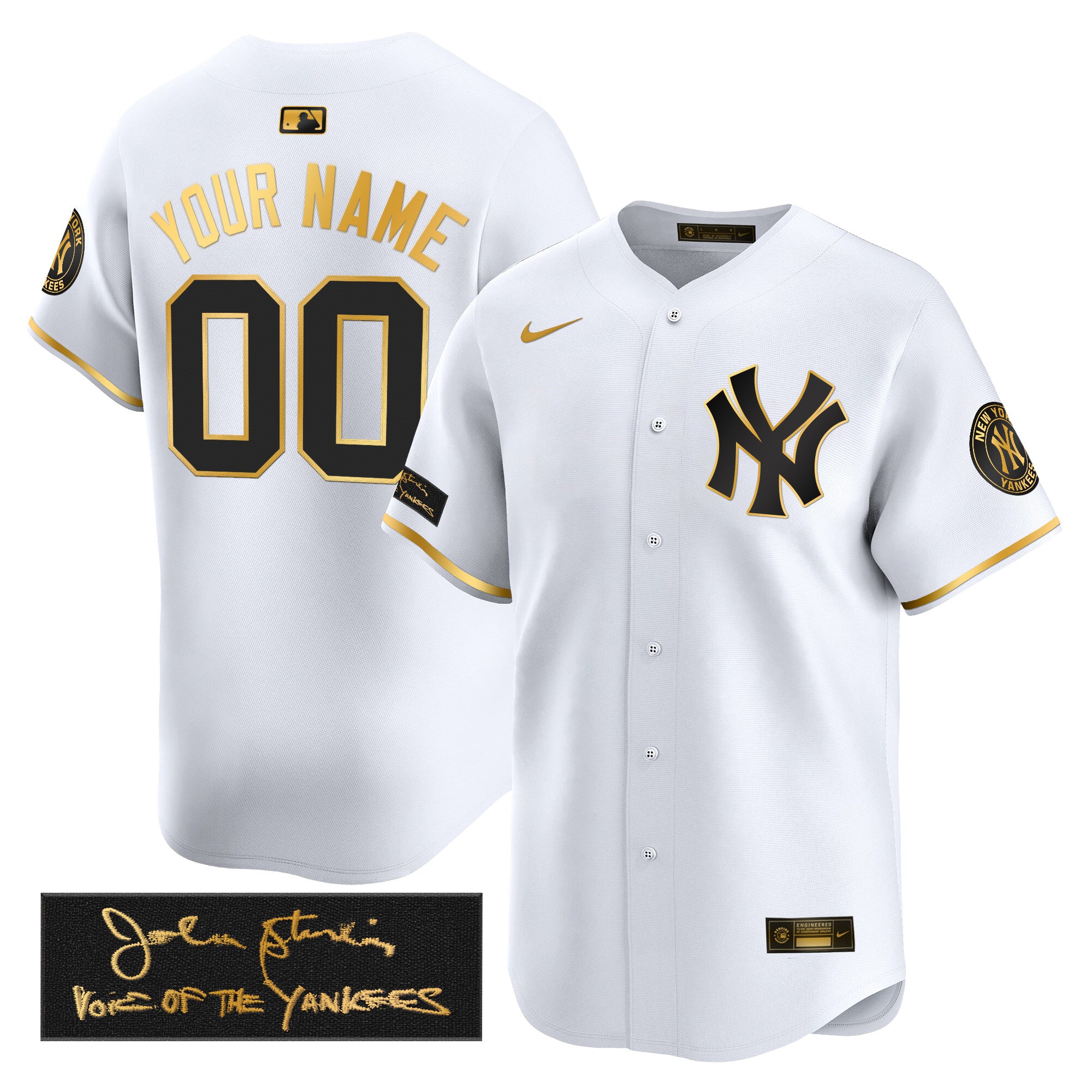 Yankees John Sterling "The Voice of the Yankees" Tribute Patch Vapor Premier Limited Custom Jersey - All Stitched