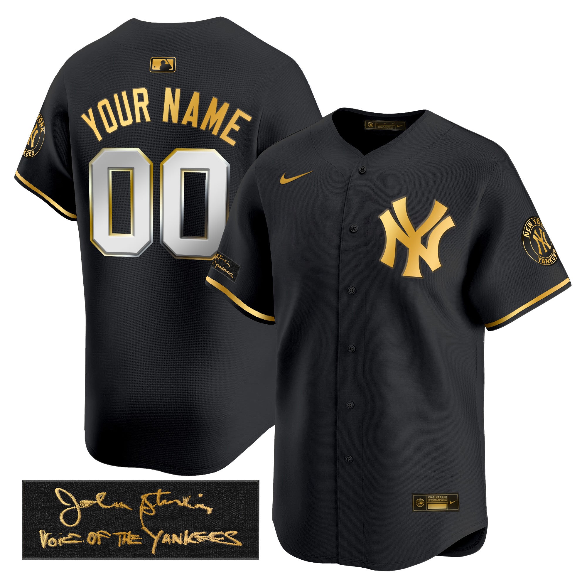 Yankees John Sterling "The Voice of the Yankees" Tribute Patch Vapor Premier Limited Custom Jersey - All Stitched