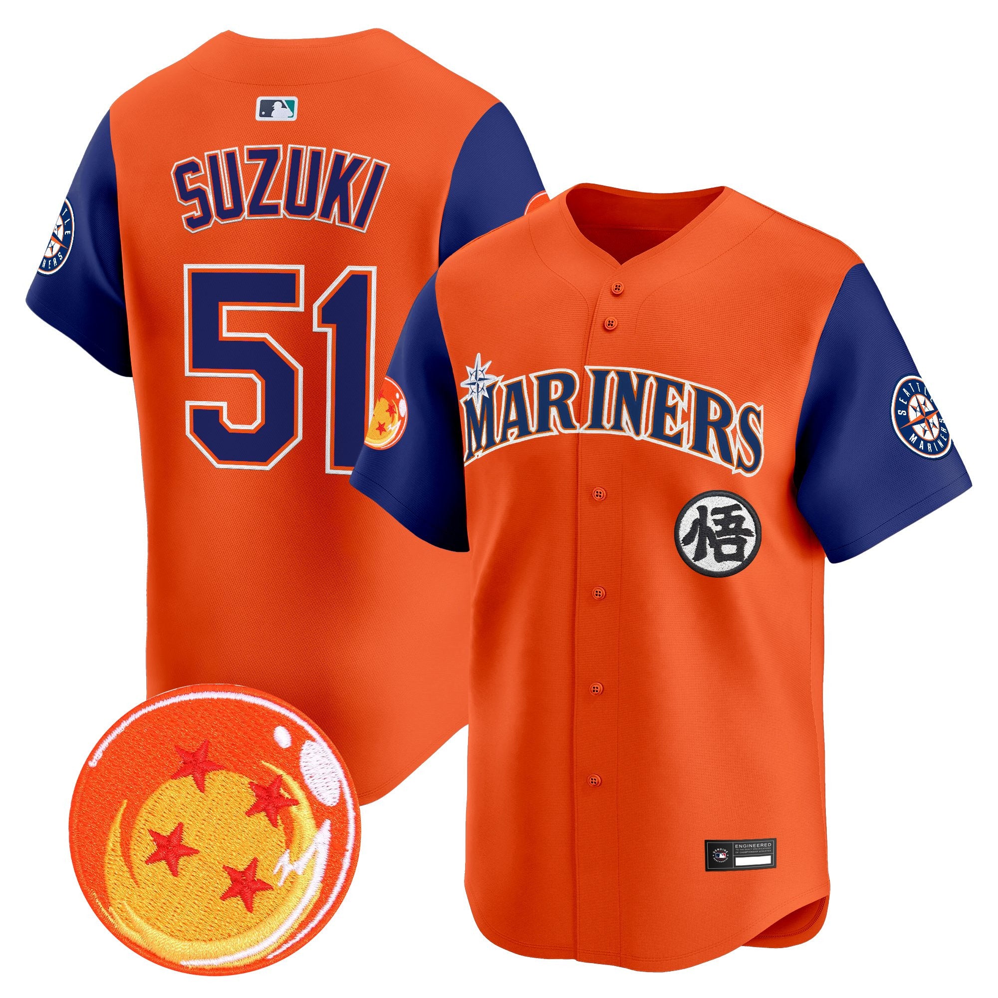 Men's Seattle Mariners x Dragon Ball Vapor Premier Limited Jersey - All Stitched