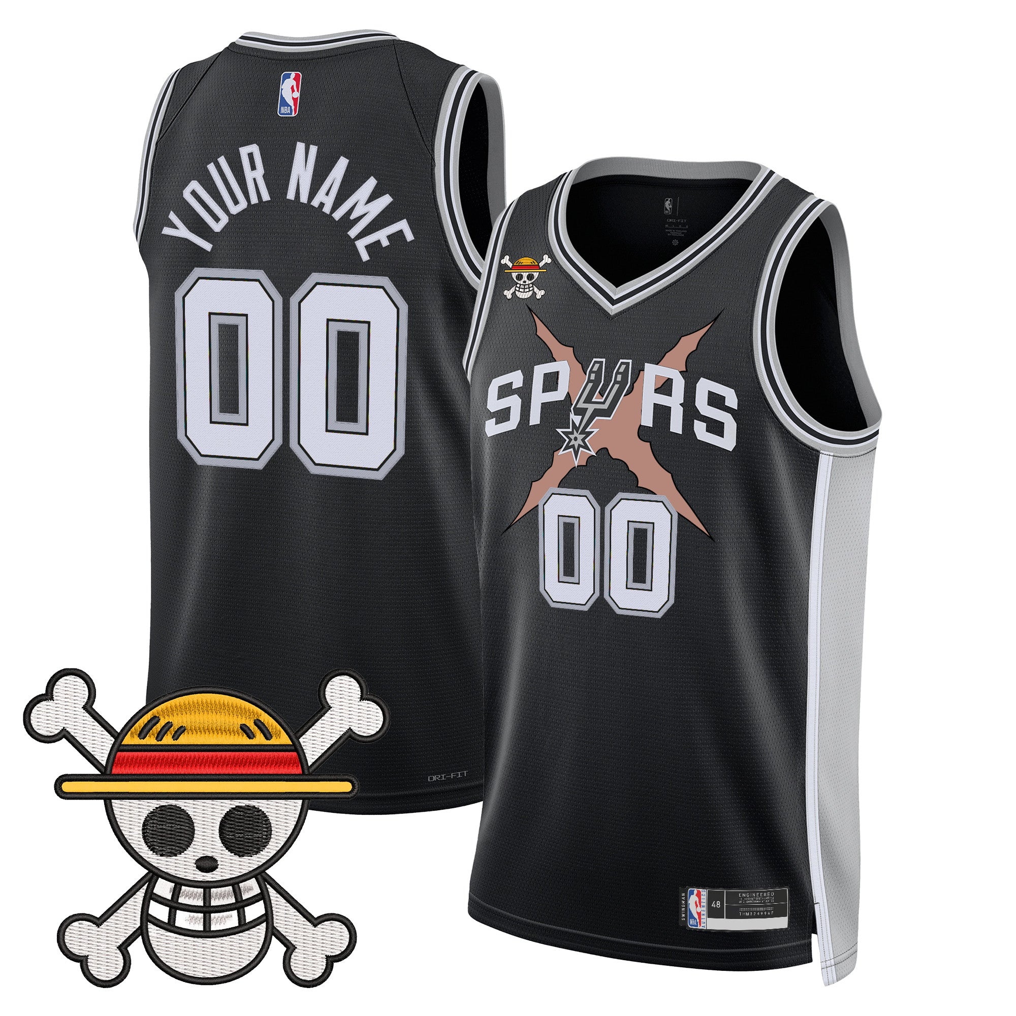 San Antonio Spurs x One Piece Custom Jersey Collection - Stitched