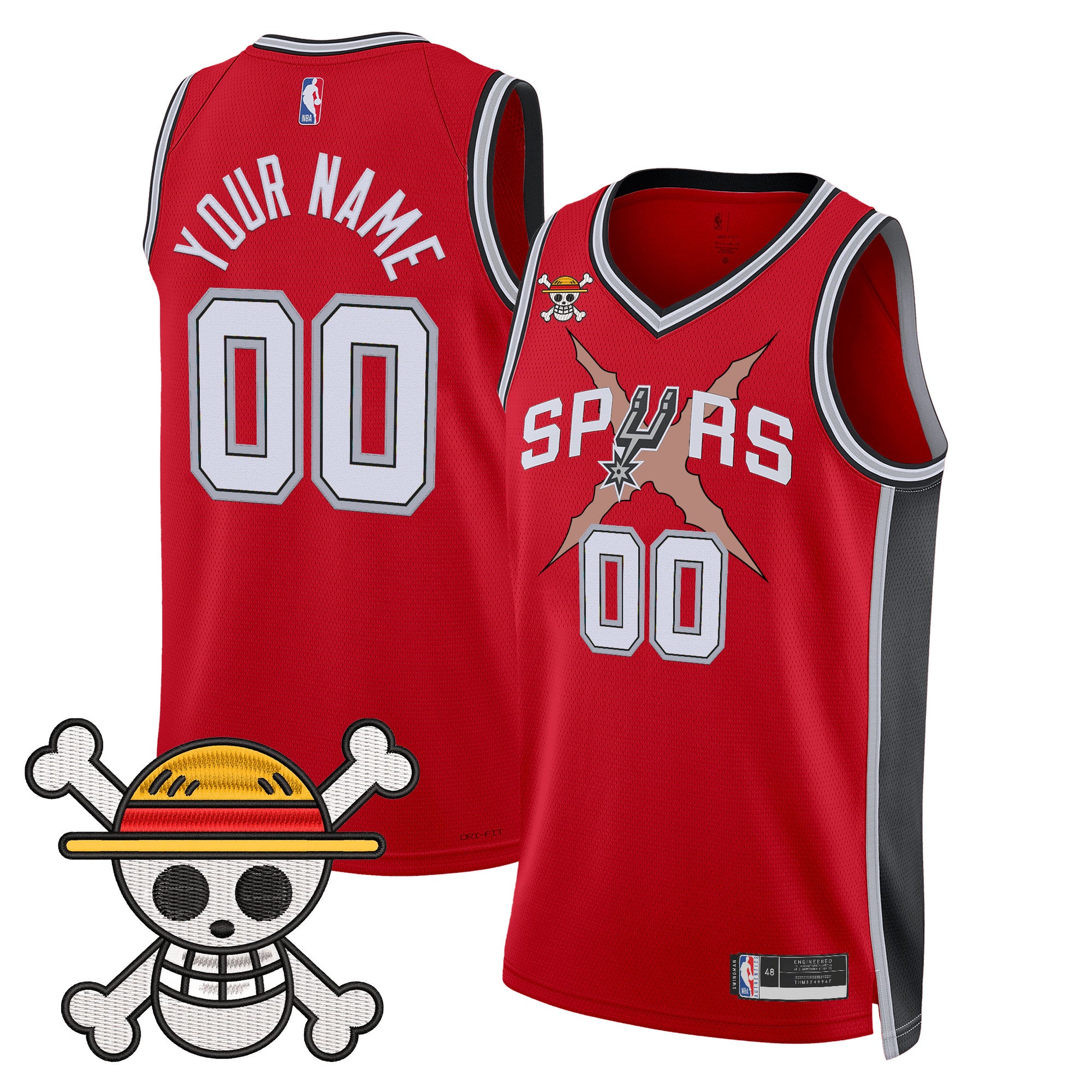 San Antonio Spurs x One Piece Custom Jersey Collection - Stitched
