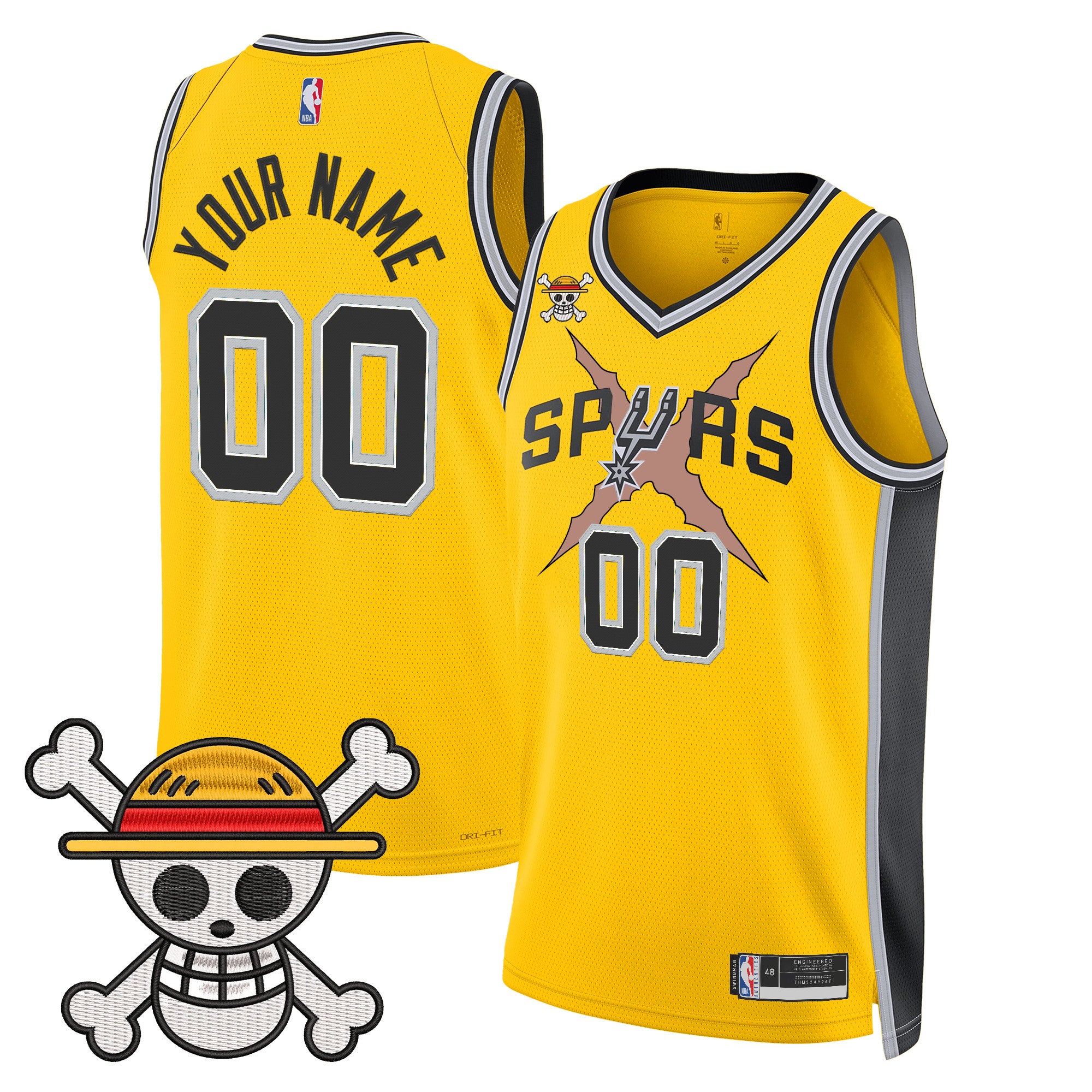 San Antonio Spurs x One Piece Custom Jersey Collection - Stitched