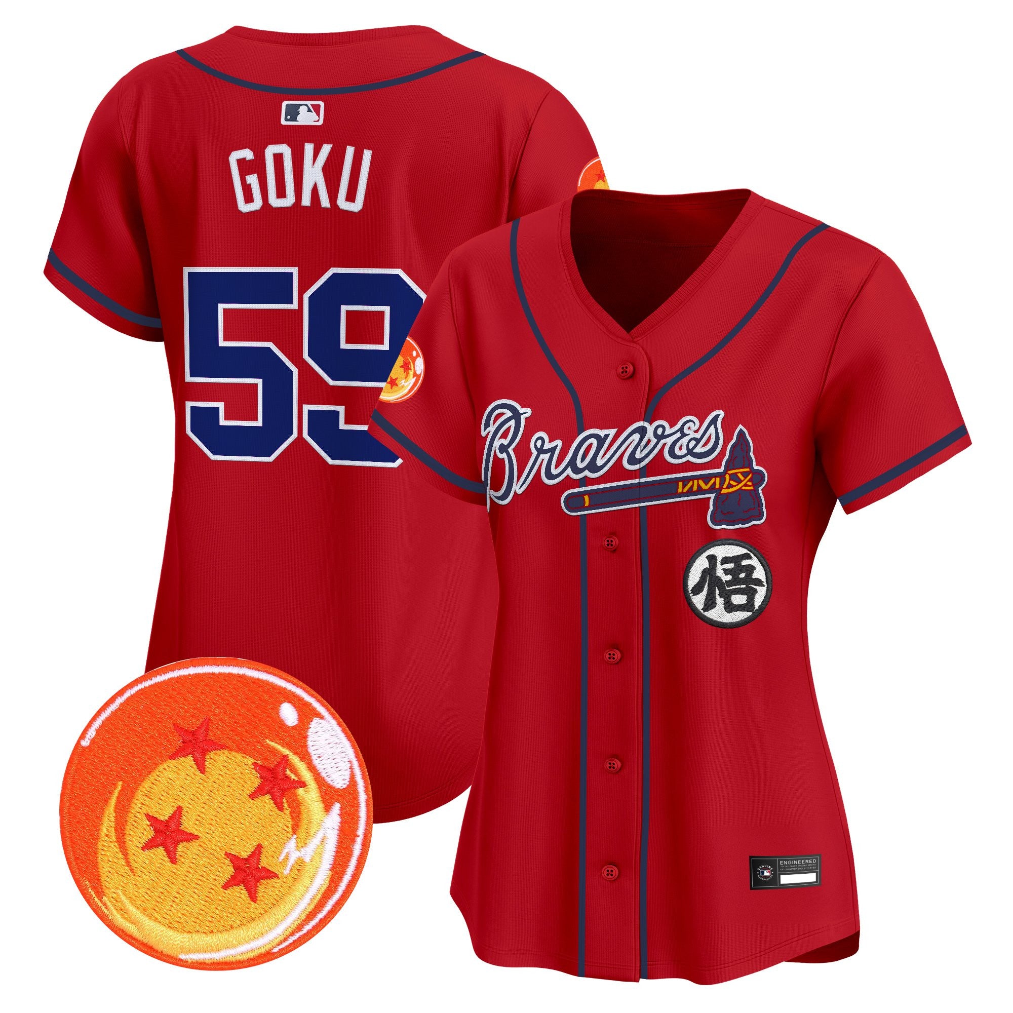 Women's Atlanta Braves x Dragon Ball Vapor Premier Limited Jersey - All Stitched