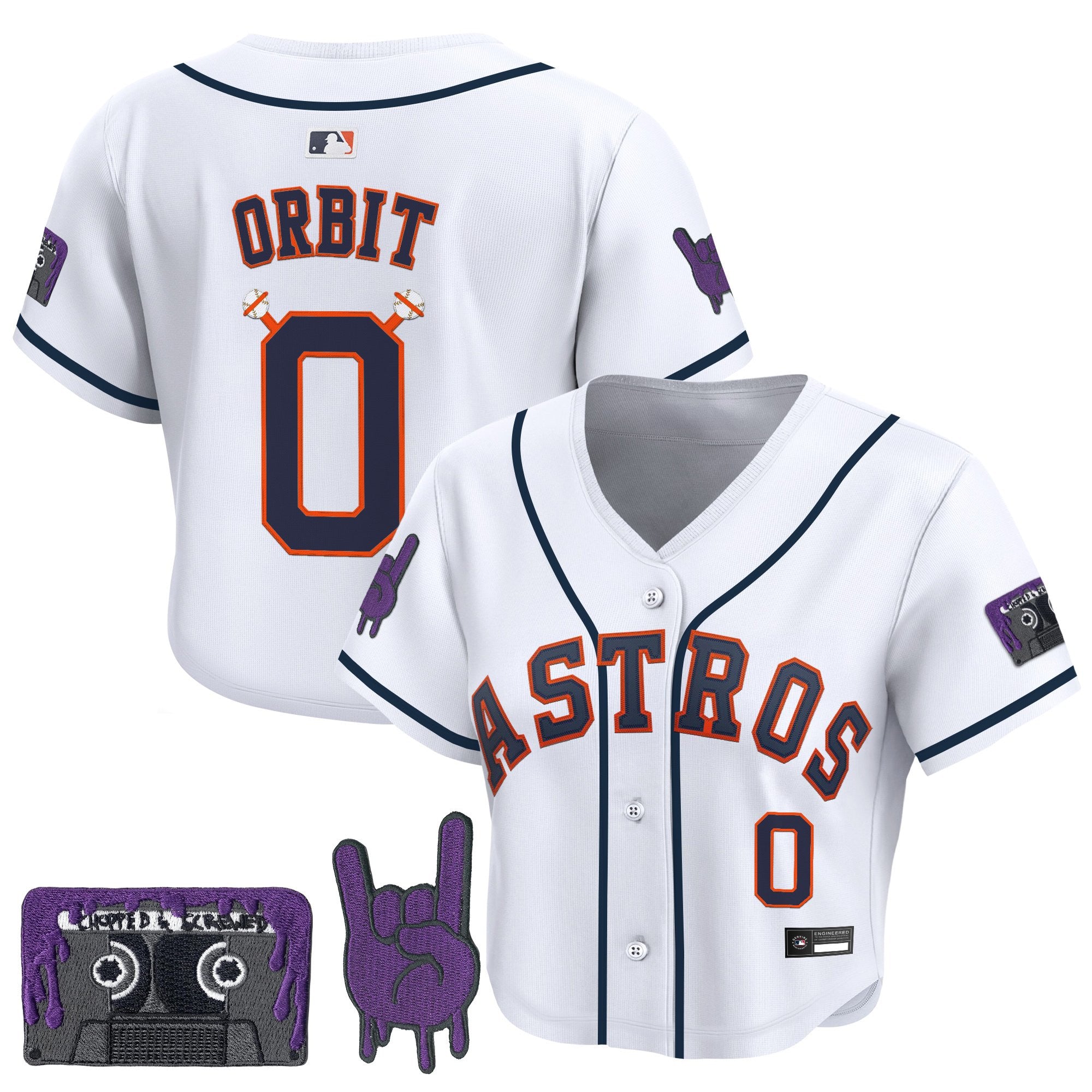Women's Houston Astros DJ Screw Patch Crop top Baseball Jersey - All Stitched