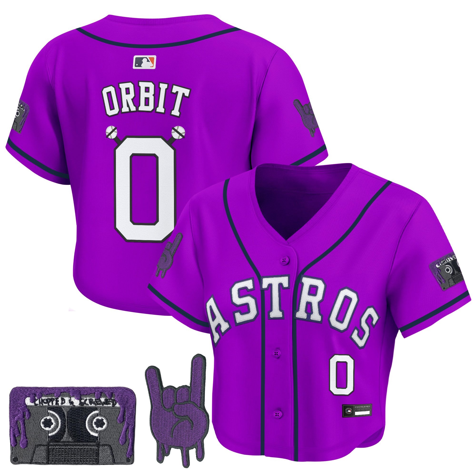 Women's Houston Astros DJ Screw Patch Crop top Baseball Jersey - All Stitched