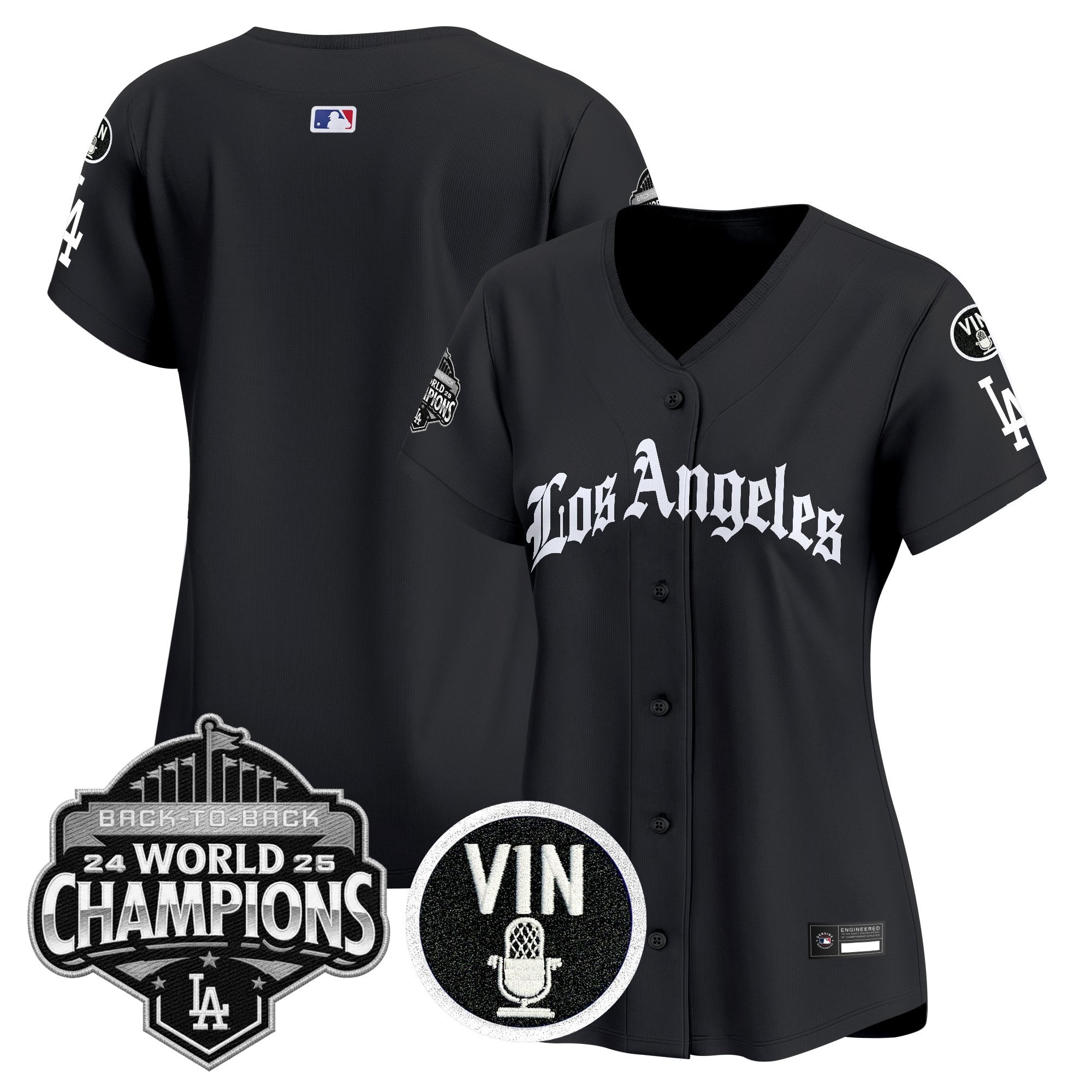 Women's Dodgers 2025 Back-To-Back Champions Vapor Premier Limited Jersey - LA Gothic Edition - All Stitched