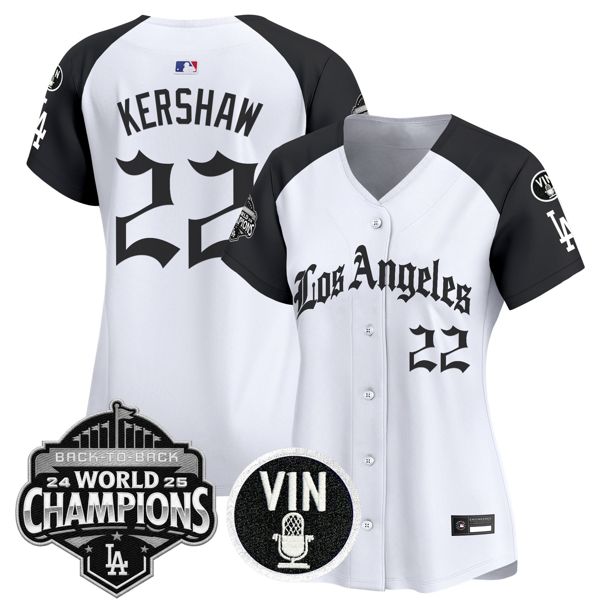 Women's Dodgers 2025 Back-To-Back Champions Vapor Premier Limited Jersey - LA Gothic Edition - All Stitched