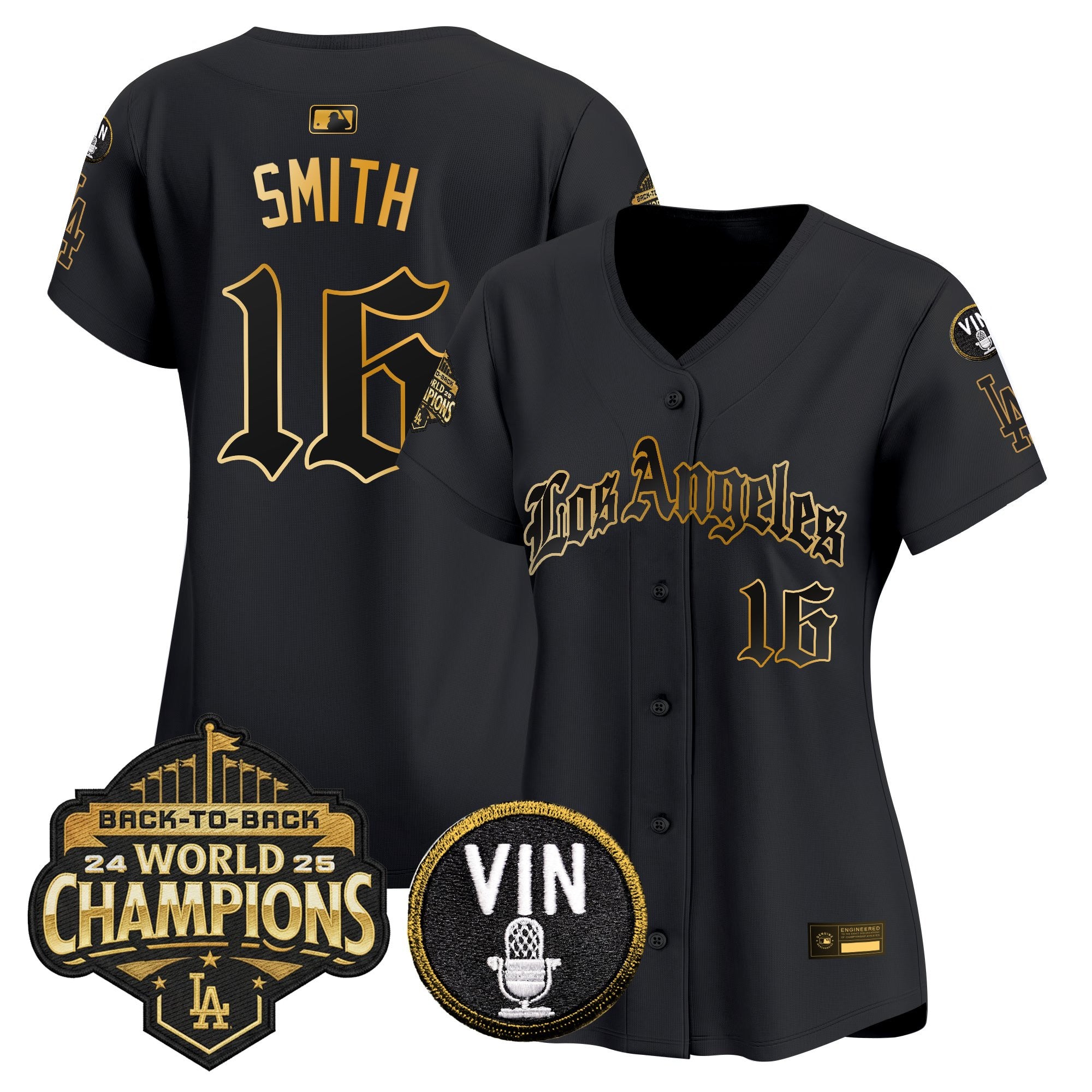 Women's Dodgers 2025 Back-To-Back Champions Vapor Premier Limited Jersey - LA Gothic Edition - All Stitched