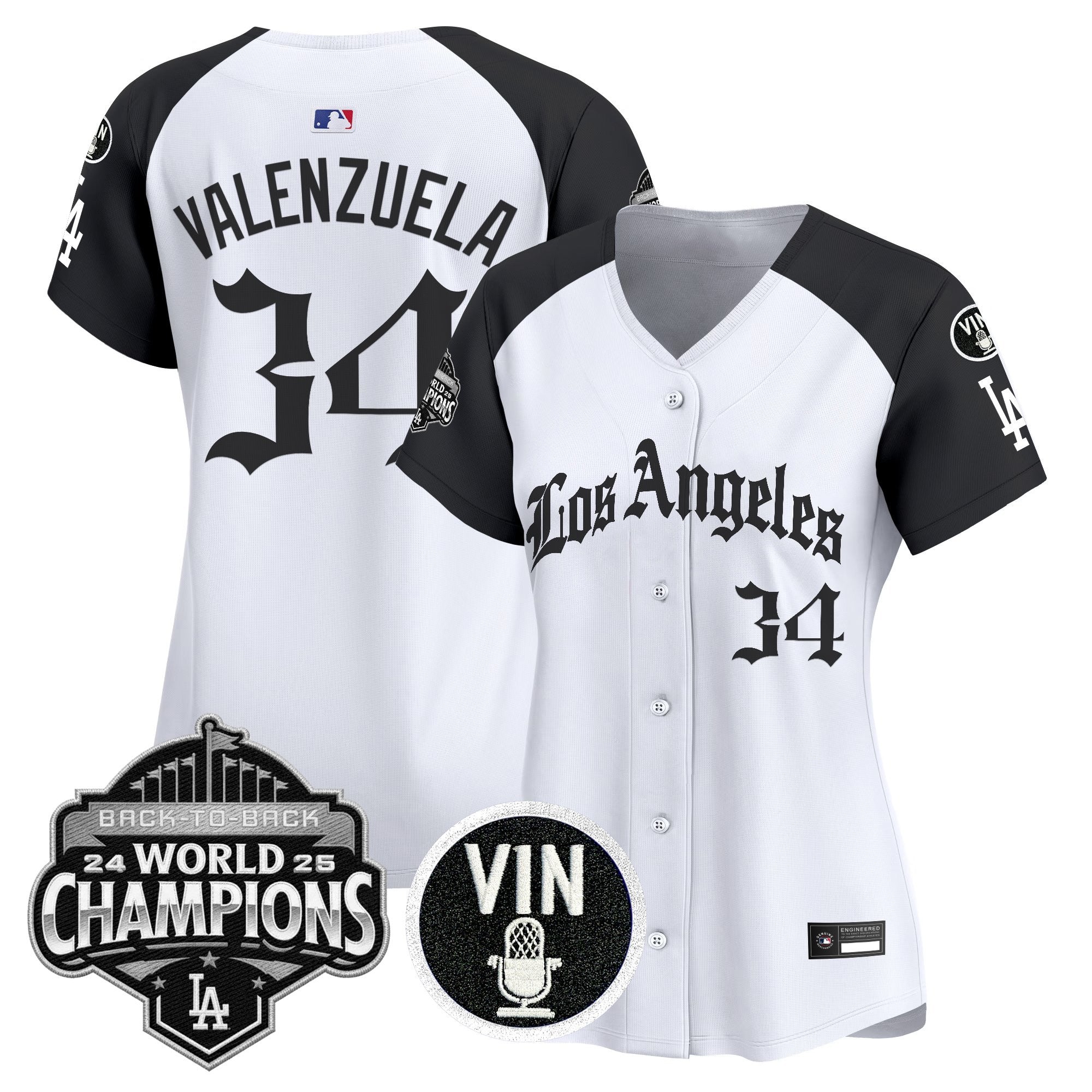 Women's Dodgers 2025 Back-To-Back Champions Vapor Premier Limited Jersey - LA Gothic Edition - All Stitched