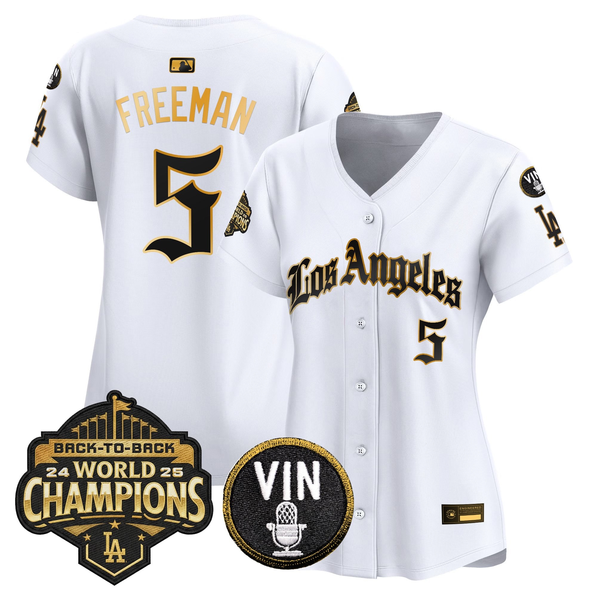 Women's Dodgers 2025 Back-To-Back Champions Vapor Premier Limited Jersey - LA Gothic Edition - All Stitched