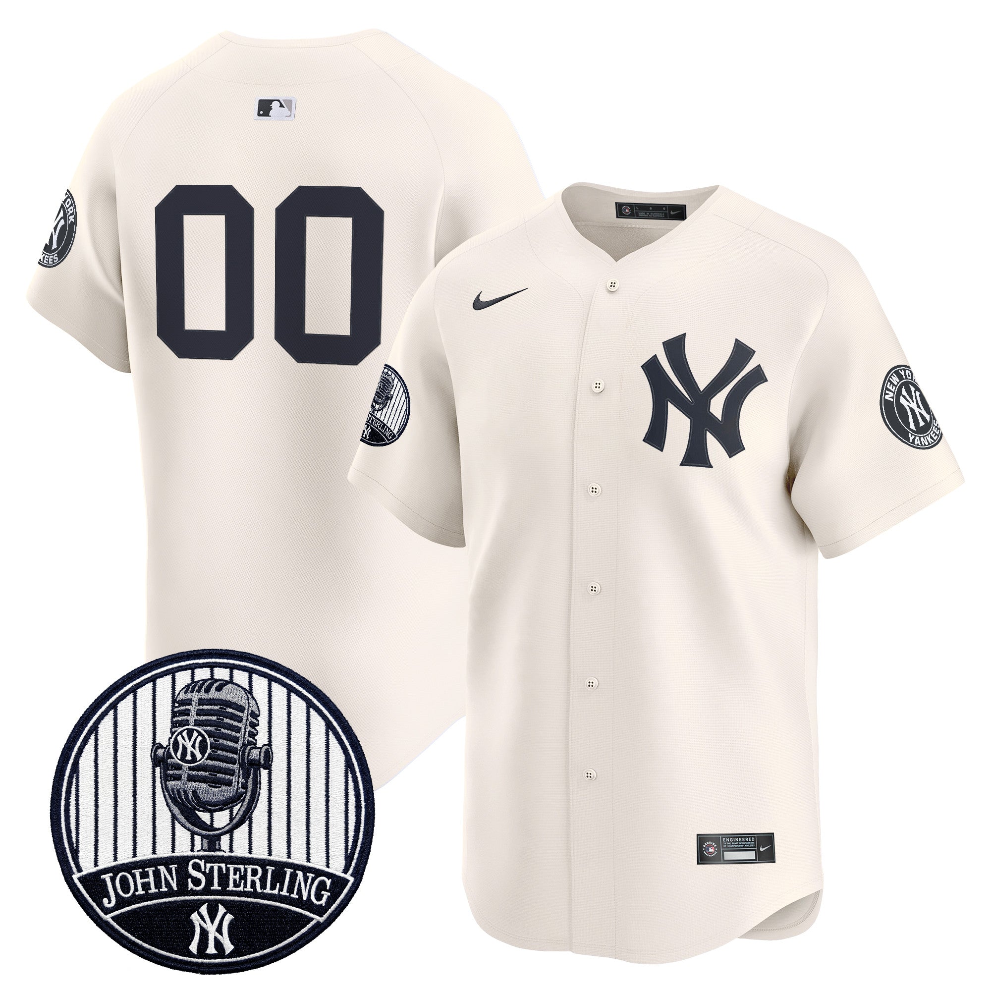 Yankees John Sterling "The Voice of the Yankees" Tribute Patch Vapor Premier Limited Custom Jersey V3 - All Stitched