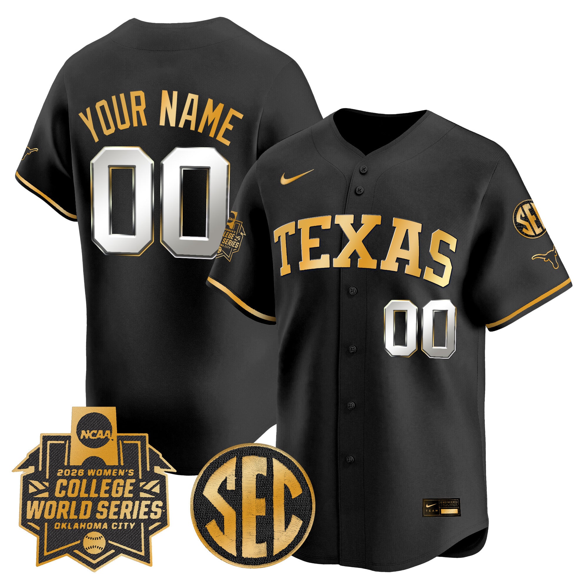 Texas Longhorns Softball 2026 World Series (WCWS) Vapor Premier Limited Custom Jersey - All Stitched
