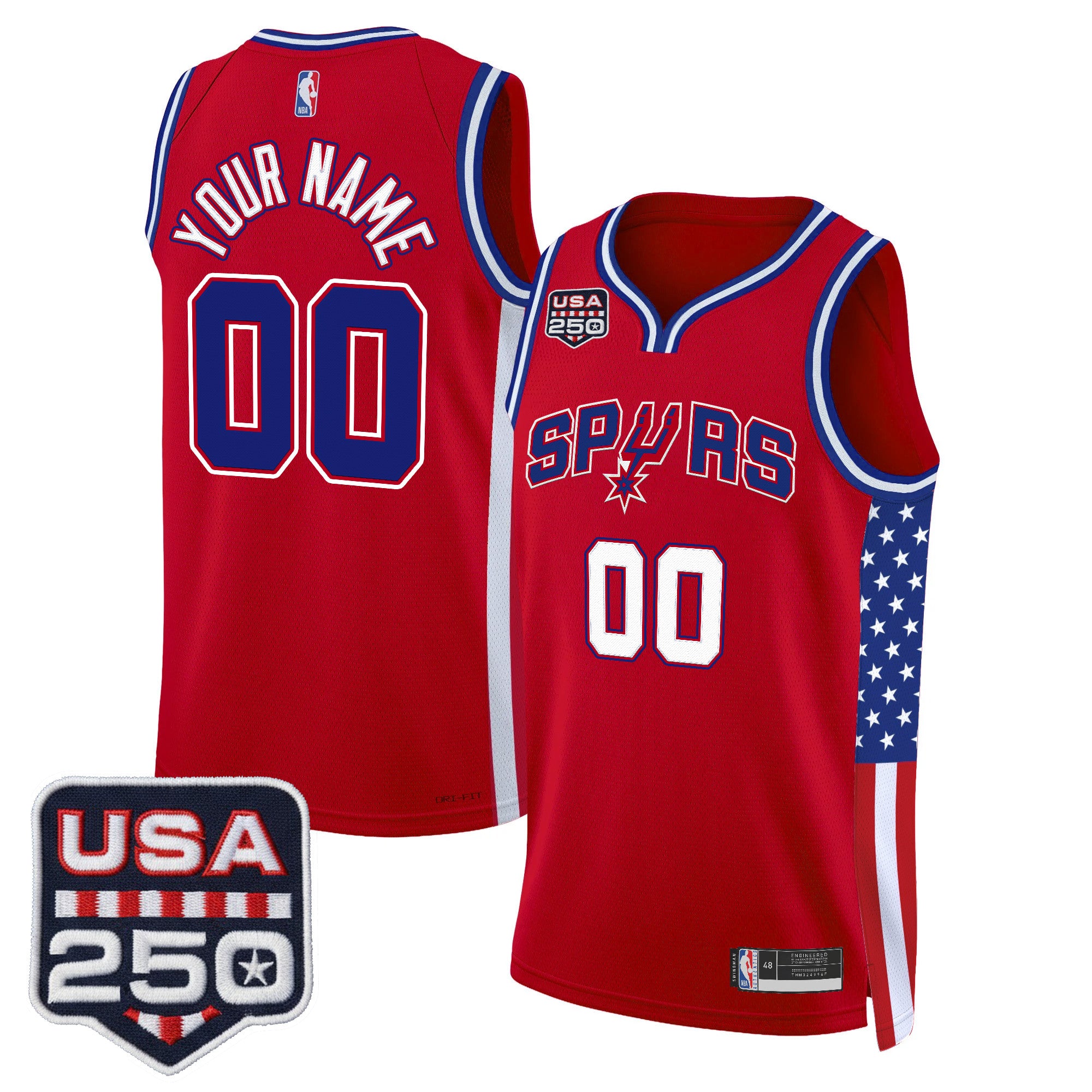 San Antonio Spurs "America 250 Edition" Custom Swingman Jersey - All Stitched