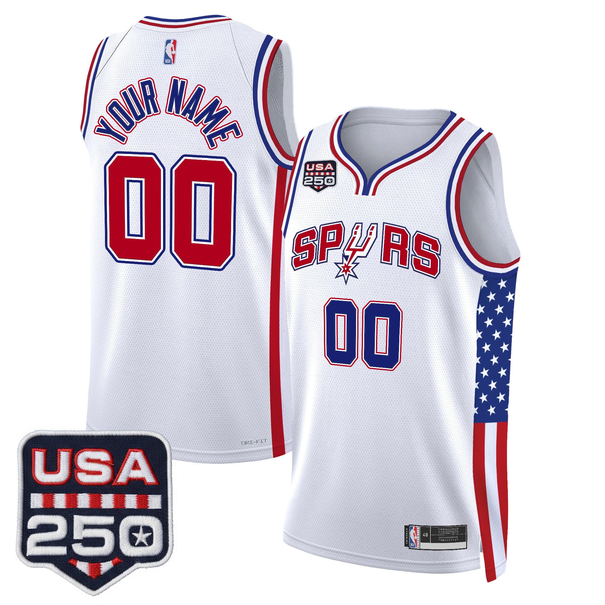 San Antonio Spurs "America 250 Edition" Custom Swingman Jersey - All Stitched