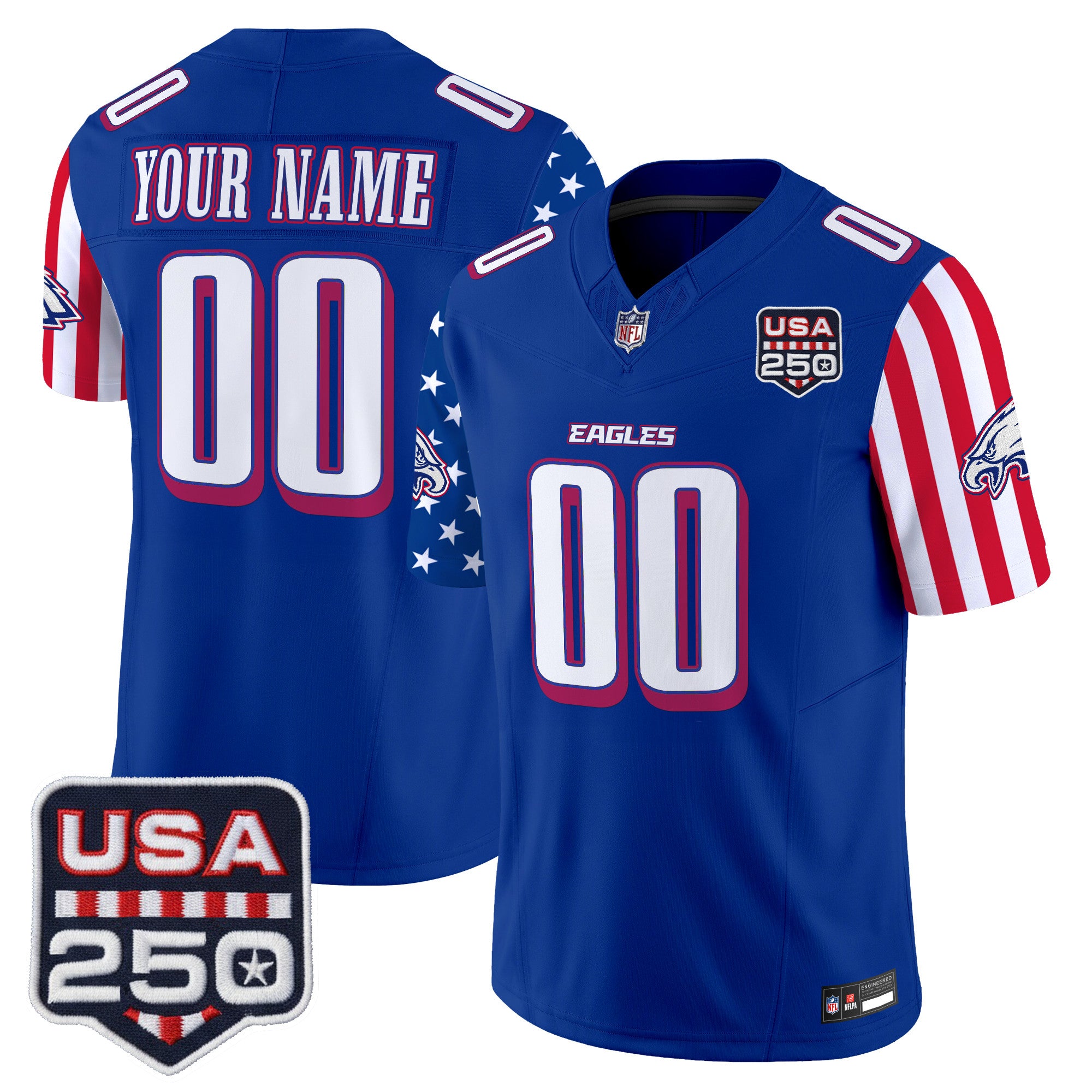 Philadelphia Eagles "America 250 Edition" Vapor Limited Custom Jersey - All Stitched