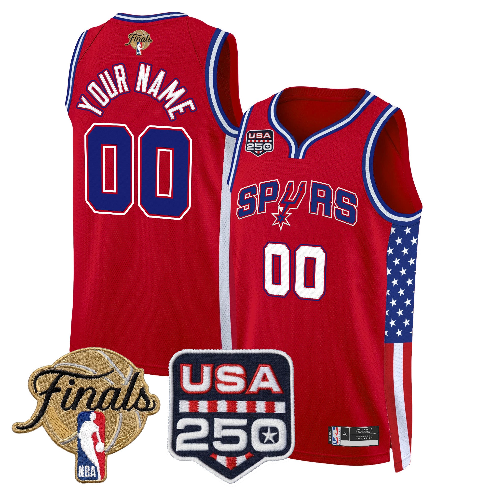 San Antonio Spurs "America 250 Edition" 2026 Finals Patch Custom Swingman Jersey - All Stitched