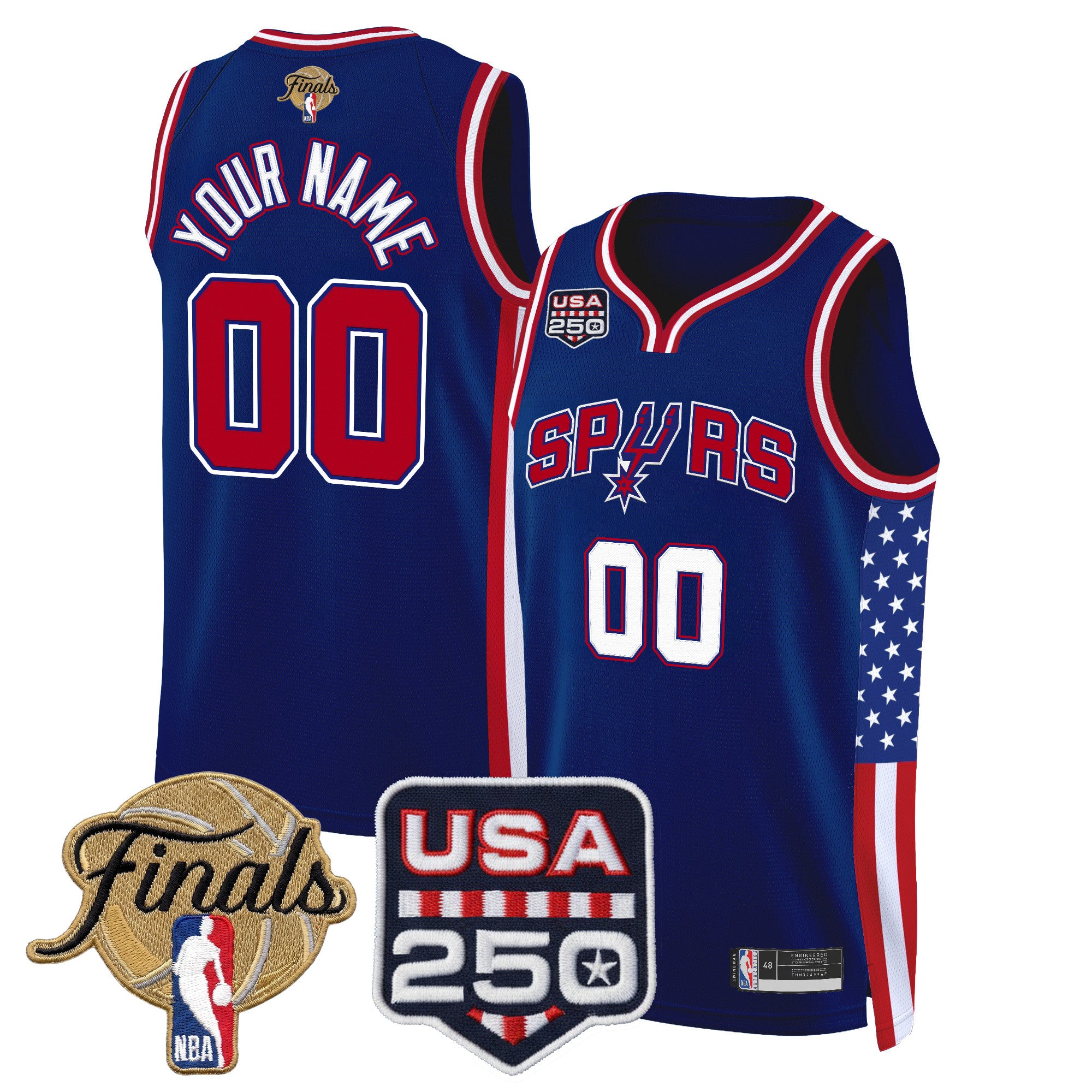 San Antonio Spurs "America 250 Edition" 2026 Finals Patch Custom Swingman Jersey - All Stitched