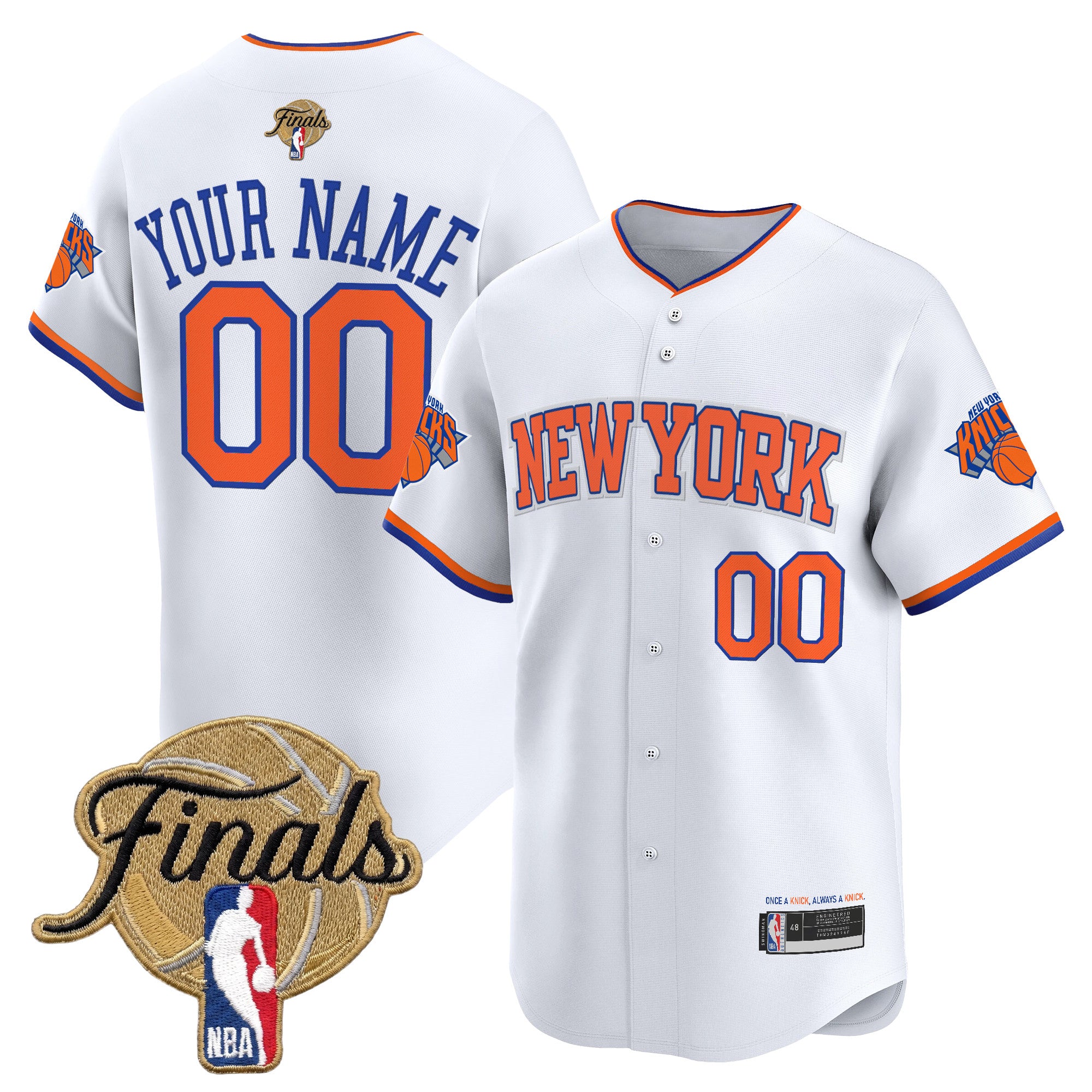New York Knicks 2026 Finals Vapor Custom Baseball Jersey - All Stitched