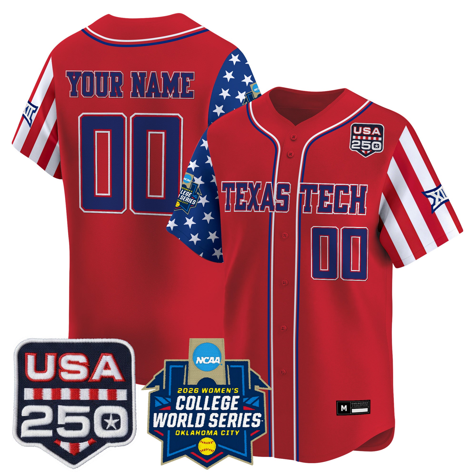 Texas Tech Red Raiders "America 250 Edition" Vapor Premier Limited Custom Jersey - 2026 World Series (WCWS) - All Stitched