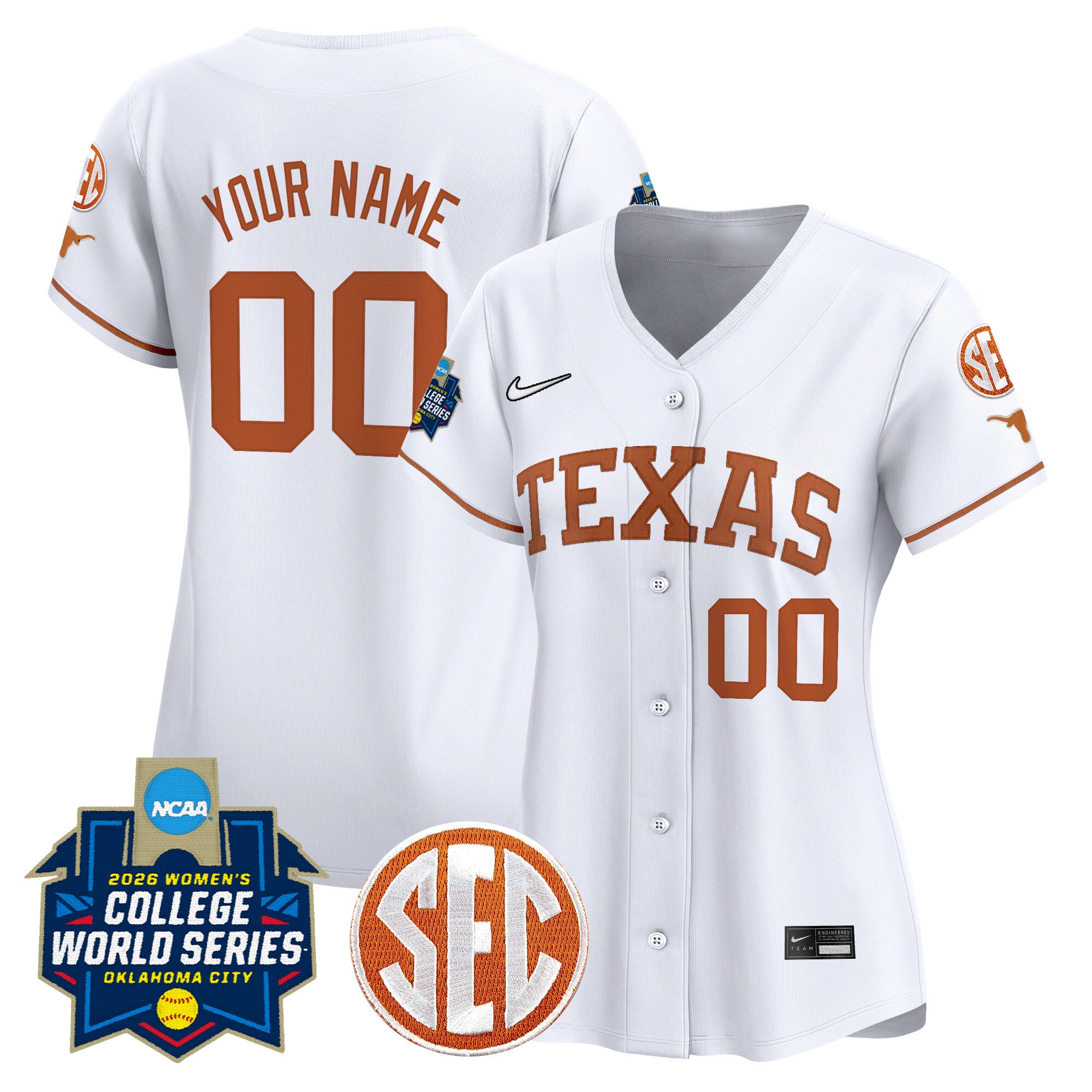 Texas Longhorns Softball 2026 World Series (WCWS) Vapor Premier Limited Custom Jersey - All Stitched