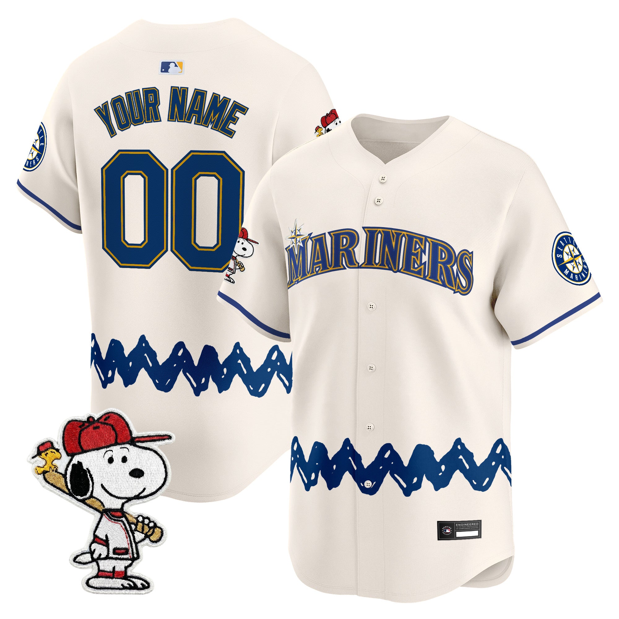 Seattle Mariners x Peanuts Vapor Premier Limited Custom Jersey - Stitched
