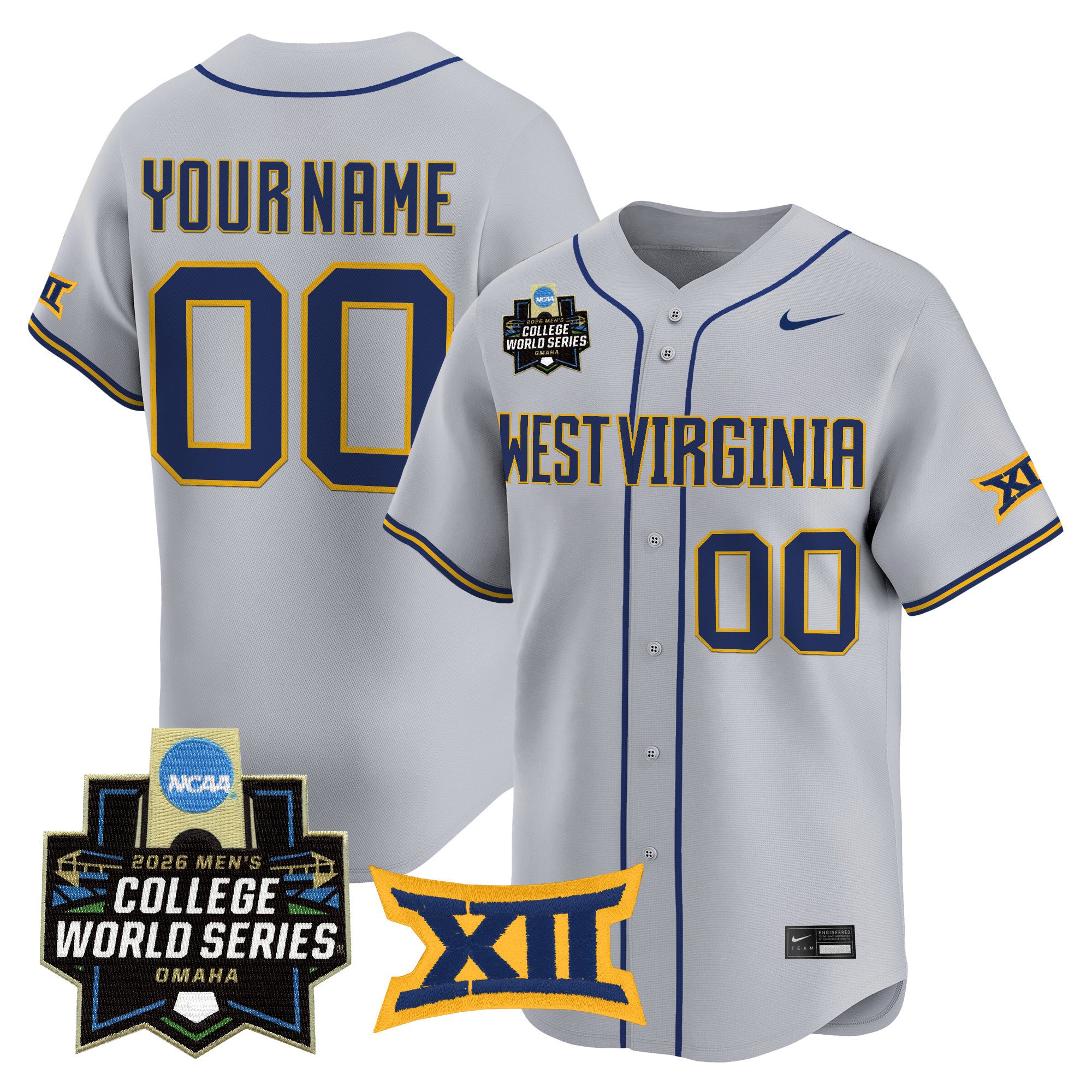 West Virginia Mountaineers 2026 World Series Patch Vapor Premier Limited Custom Jersey - All Stitched