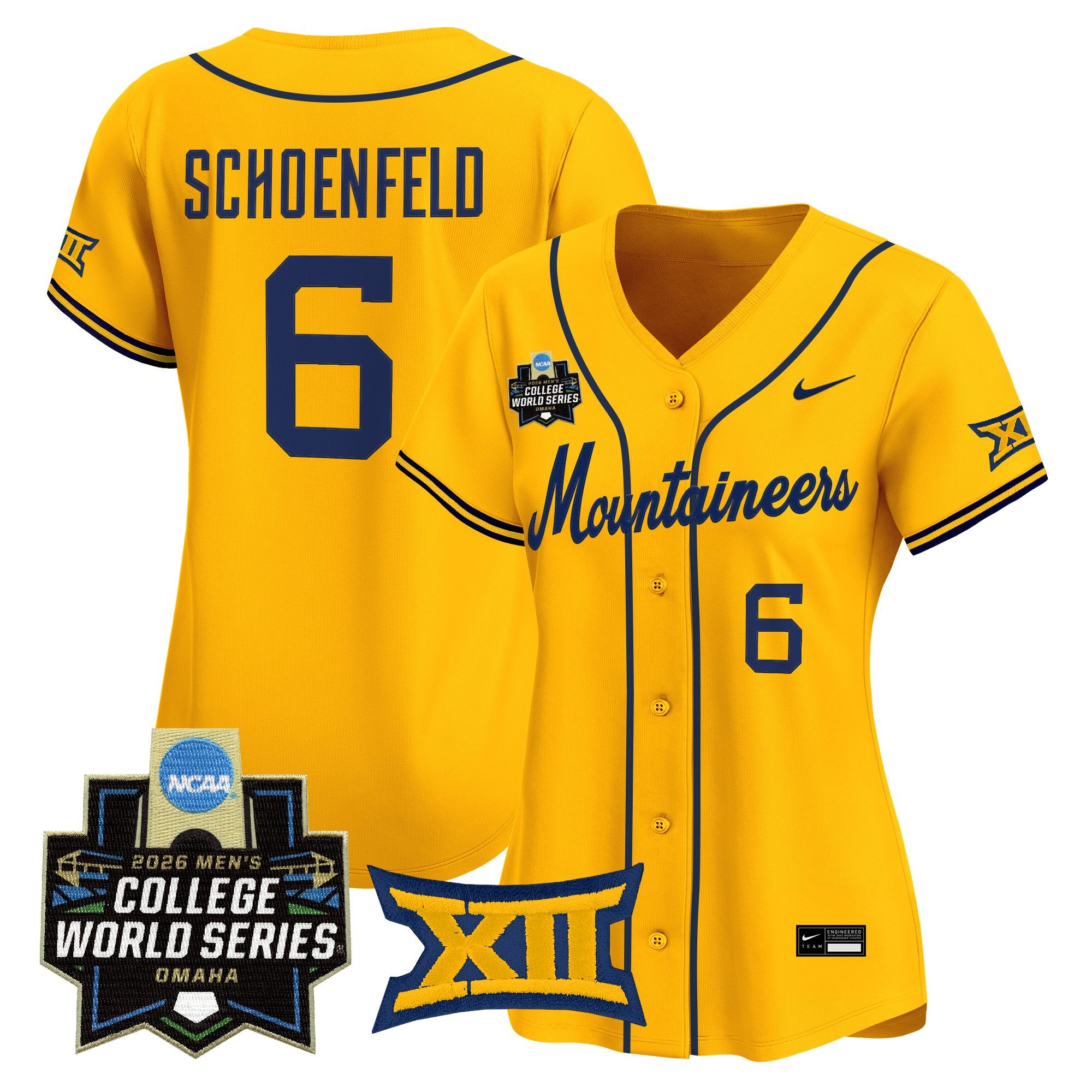Women's West Virginia Mountaineers 2026 World Series Patch Vapor Premier Limited Jersey - All Stitched