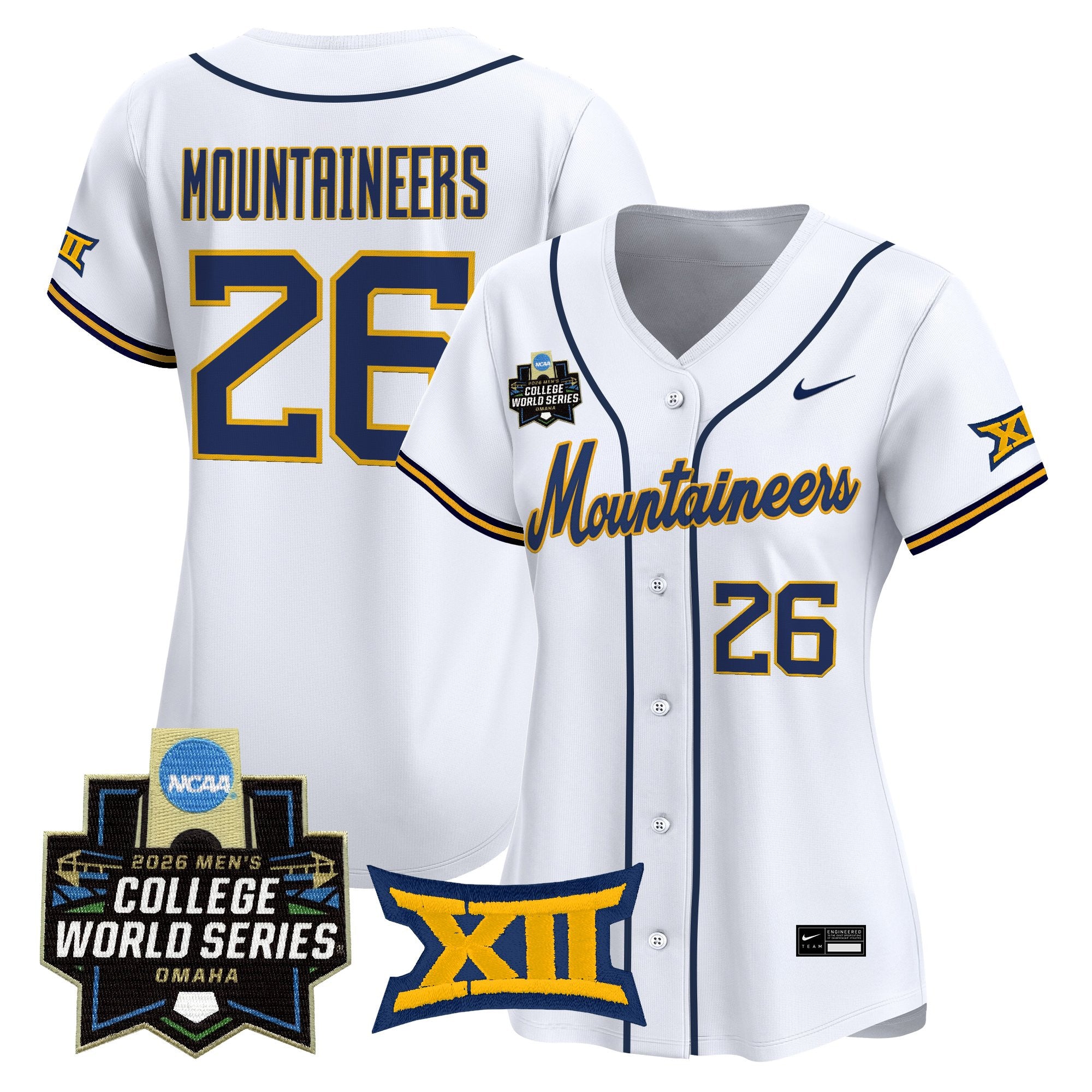 Women's West Virginia Mountaineers 2026 World Series Patch Vapor Premier Limited Jersey - All Stitched